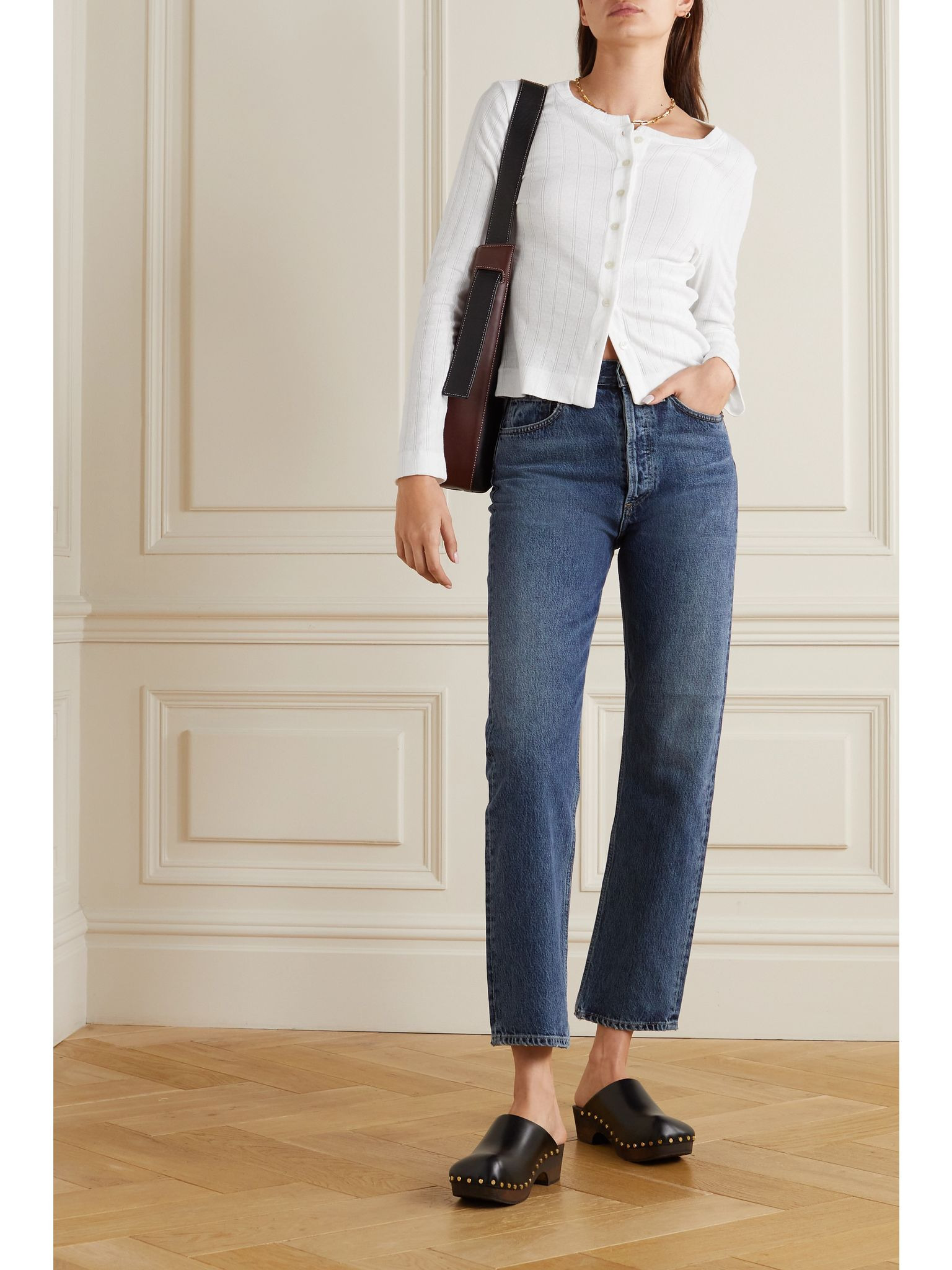 Pointelle-knit cotton-jersey cardigan White - 2