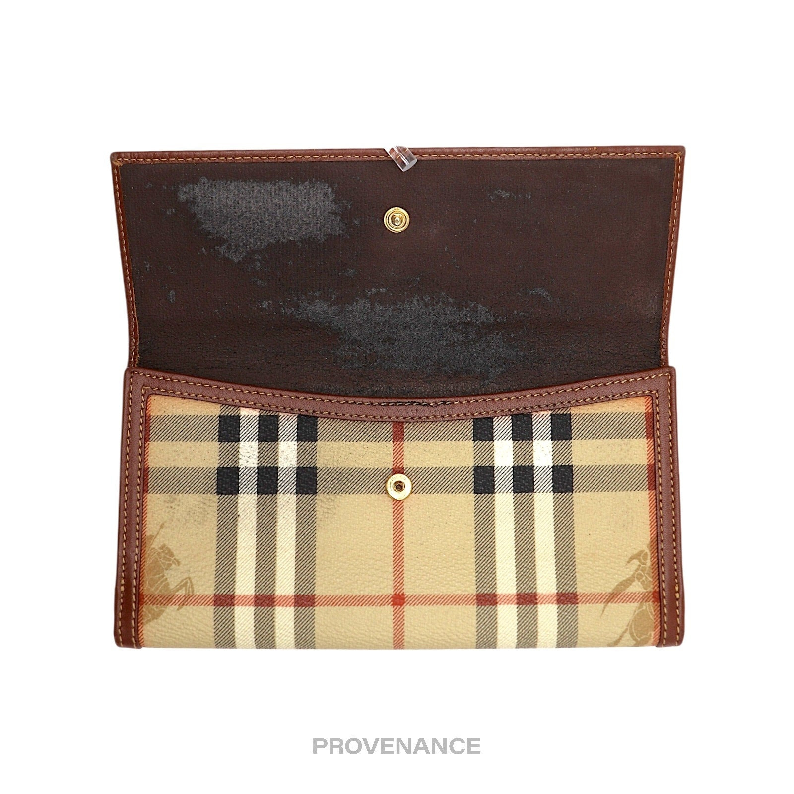 Burberry Long Wallet - Haymarket Check Brown - 7