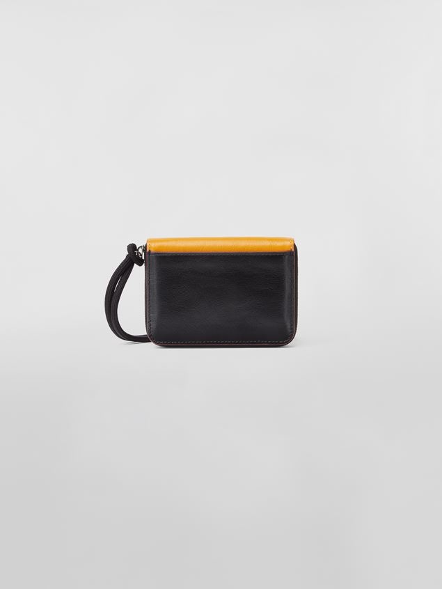 BI-COLOURED YELLOW AND BLACK CALFSKIN MUSEO WALLET WITH SHOULDER STRAP - 3