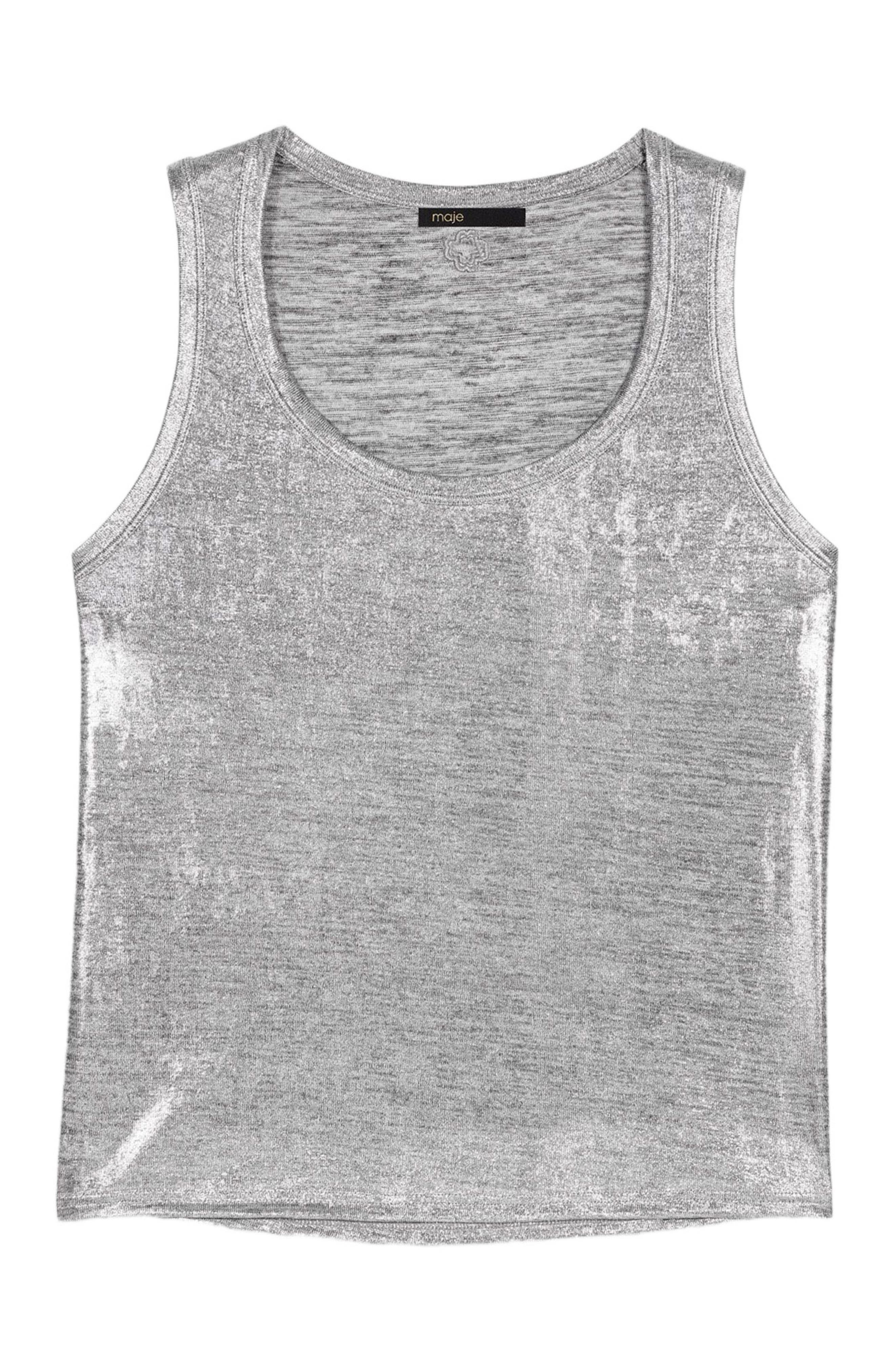 maje Metallic vest top in Silver at Nordstrom - 7