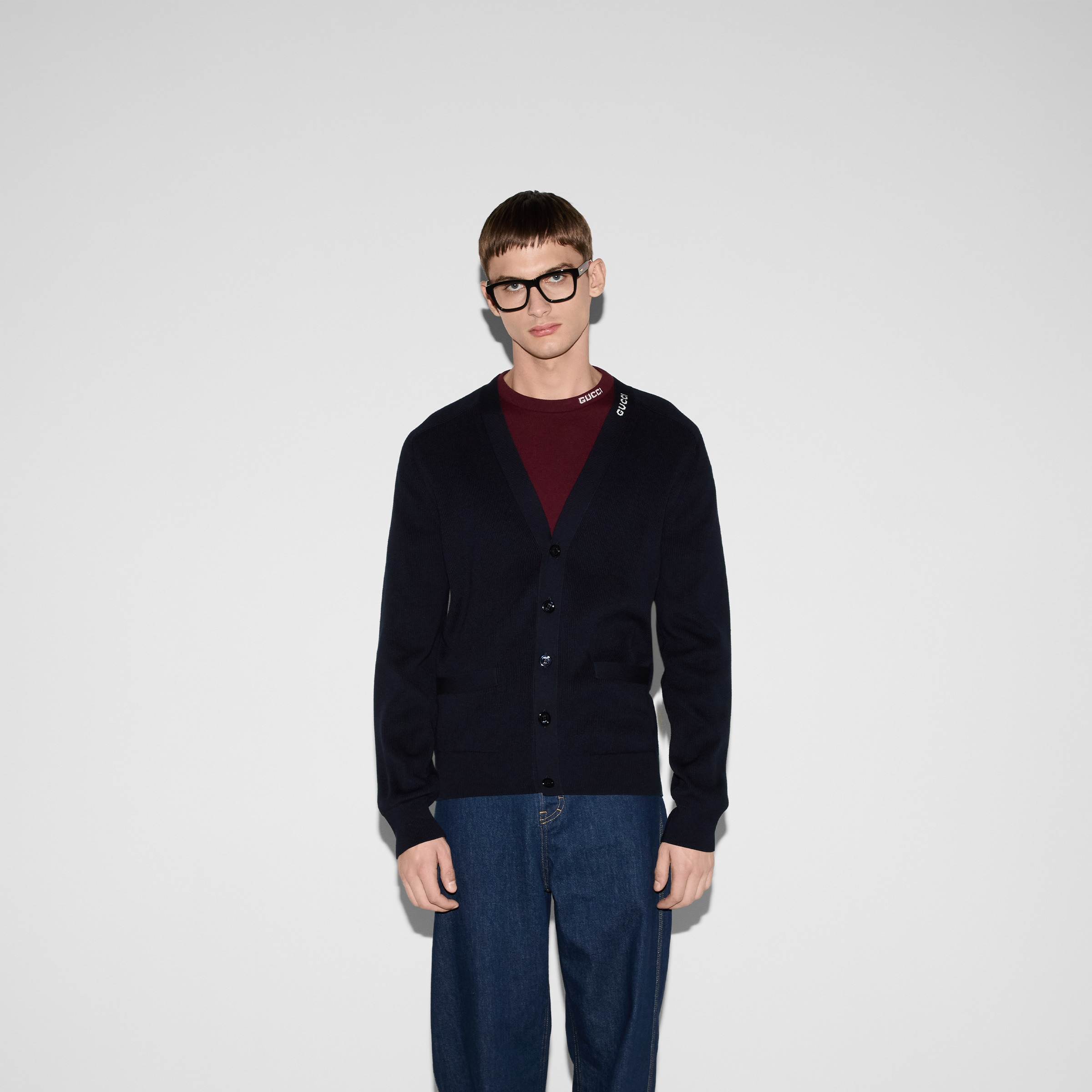 Silk cotton cardigan with intarsia - 3