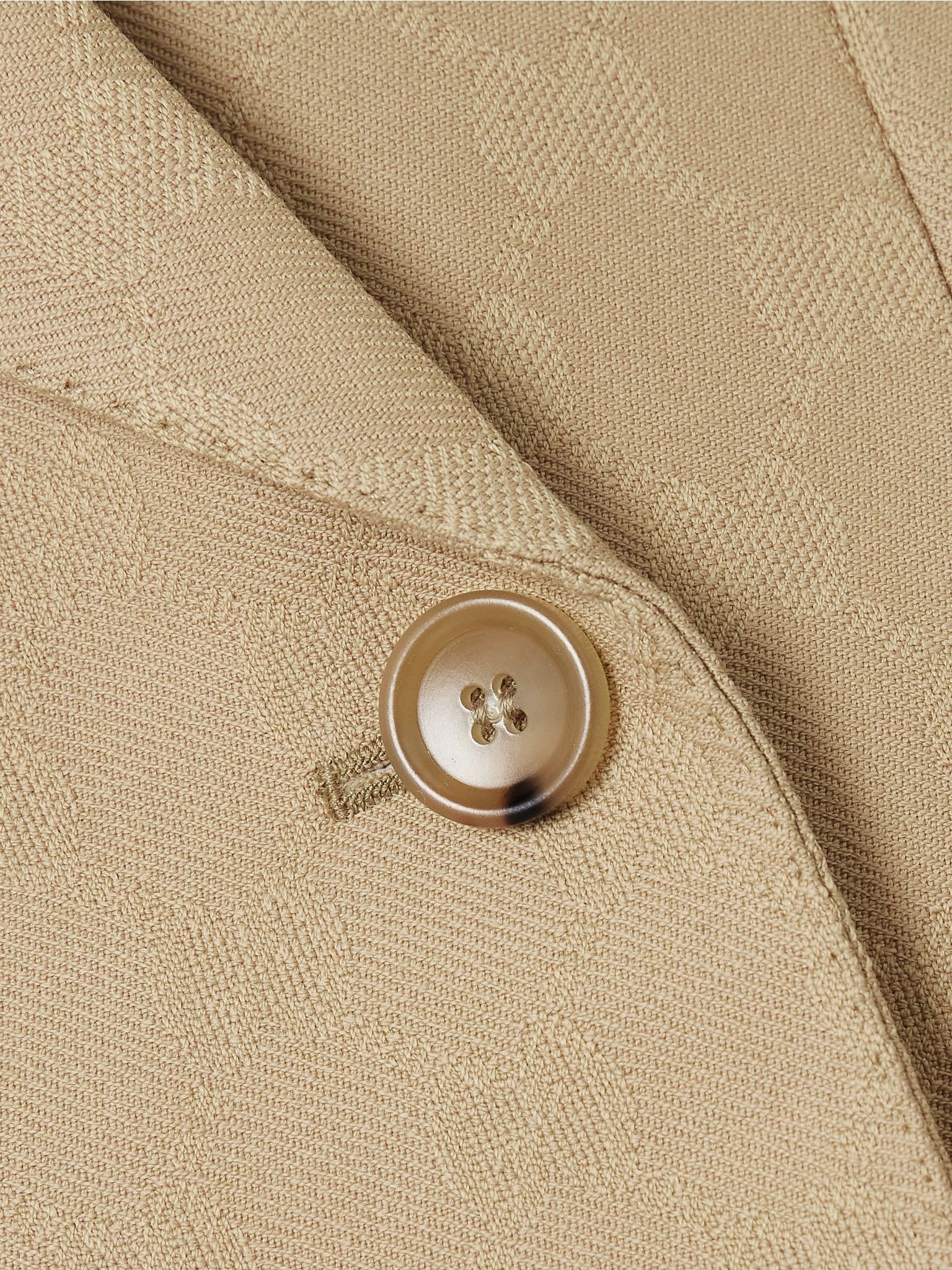 Double-breasted wool-jacquard blazer Camel - 5