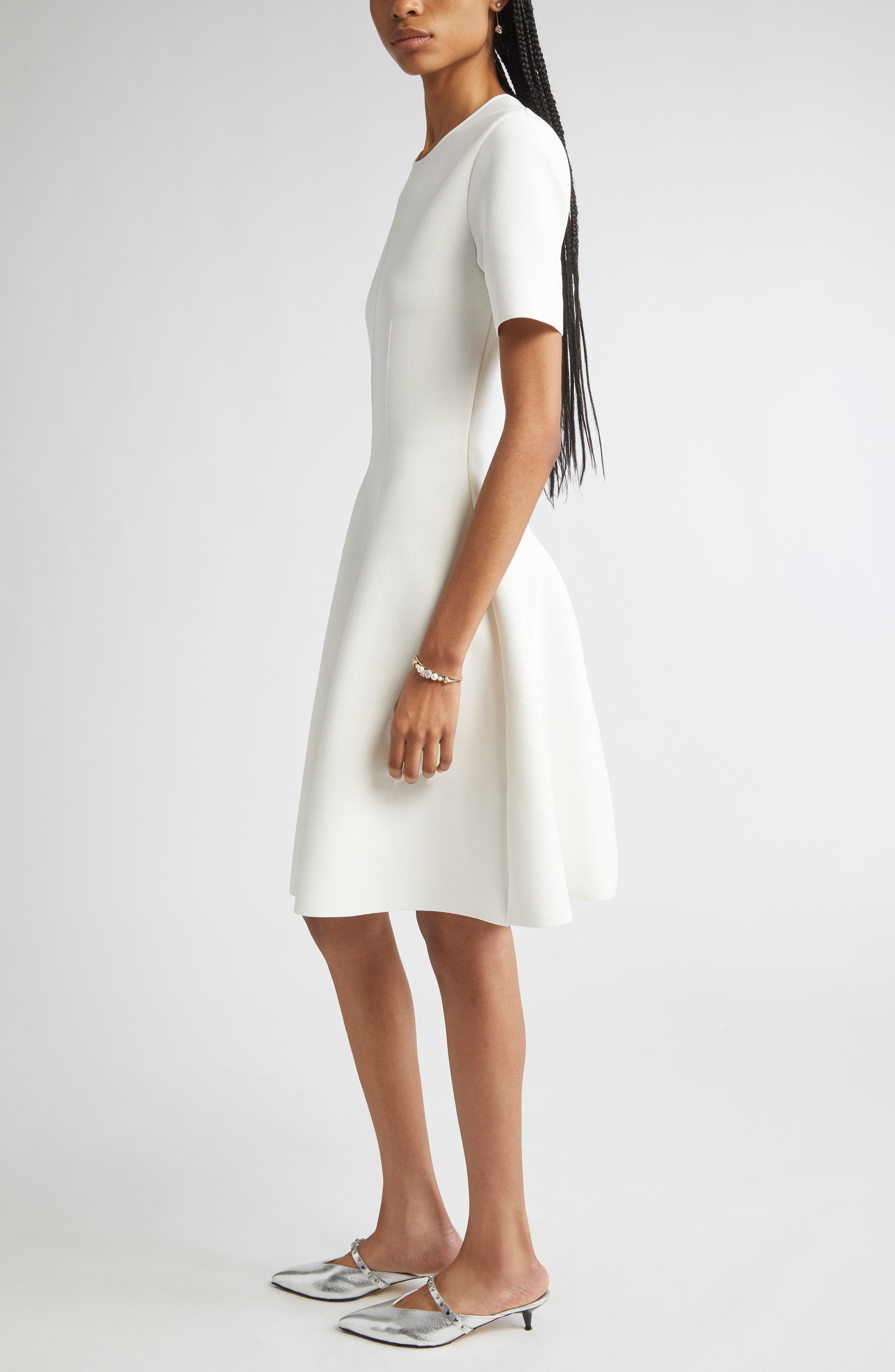 McQueen Jersey Fit & Flare Dress in Ivory at Nordstrom - 3
