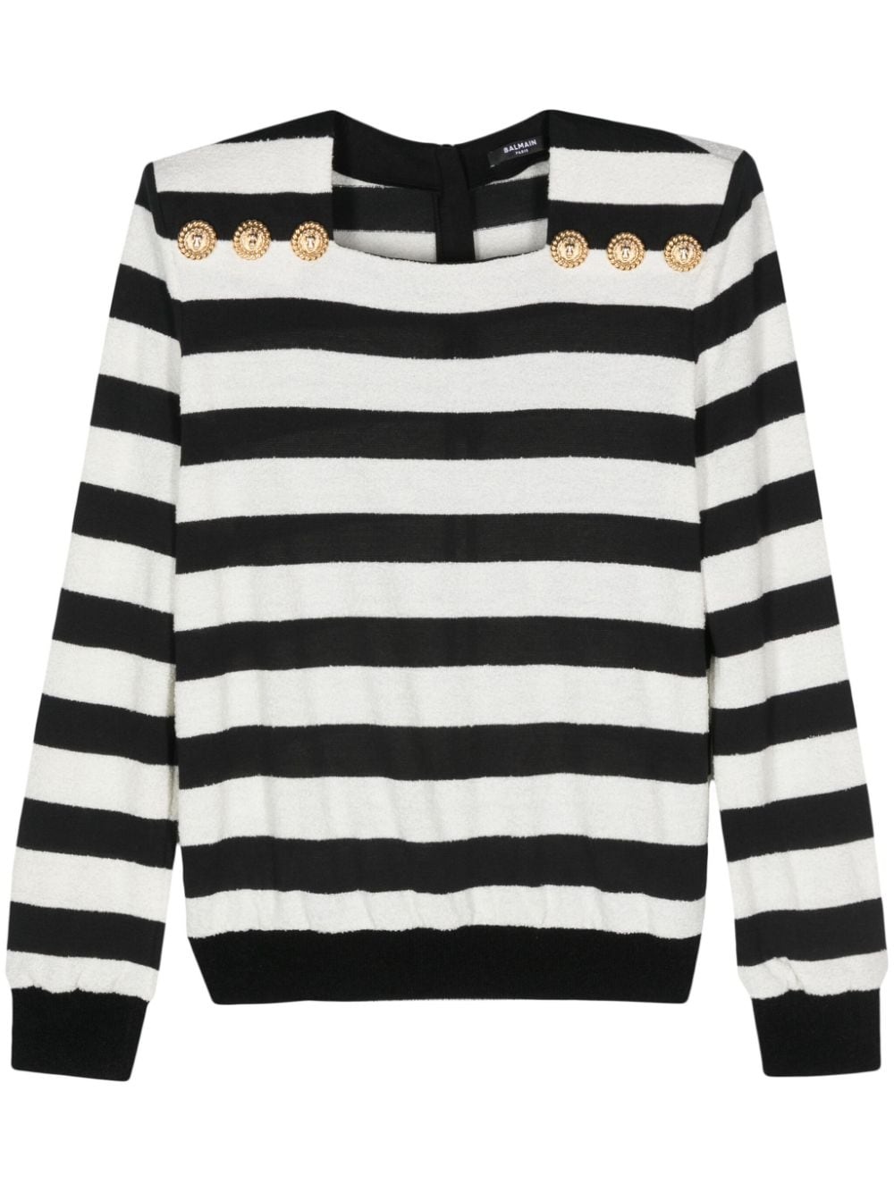 embossed-button striped jumper - 1