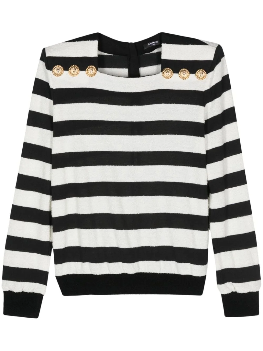 embossed-button striped jumper - 1