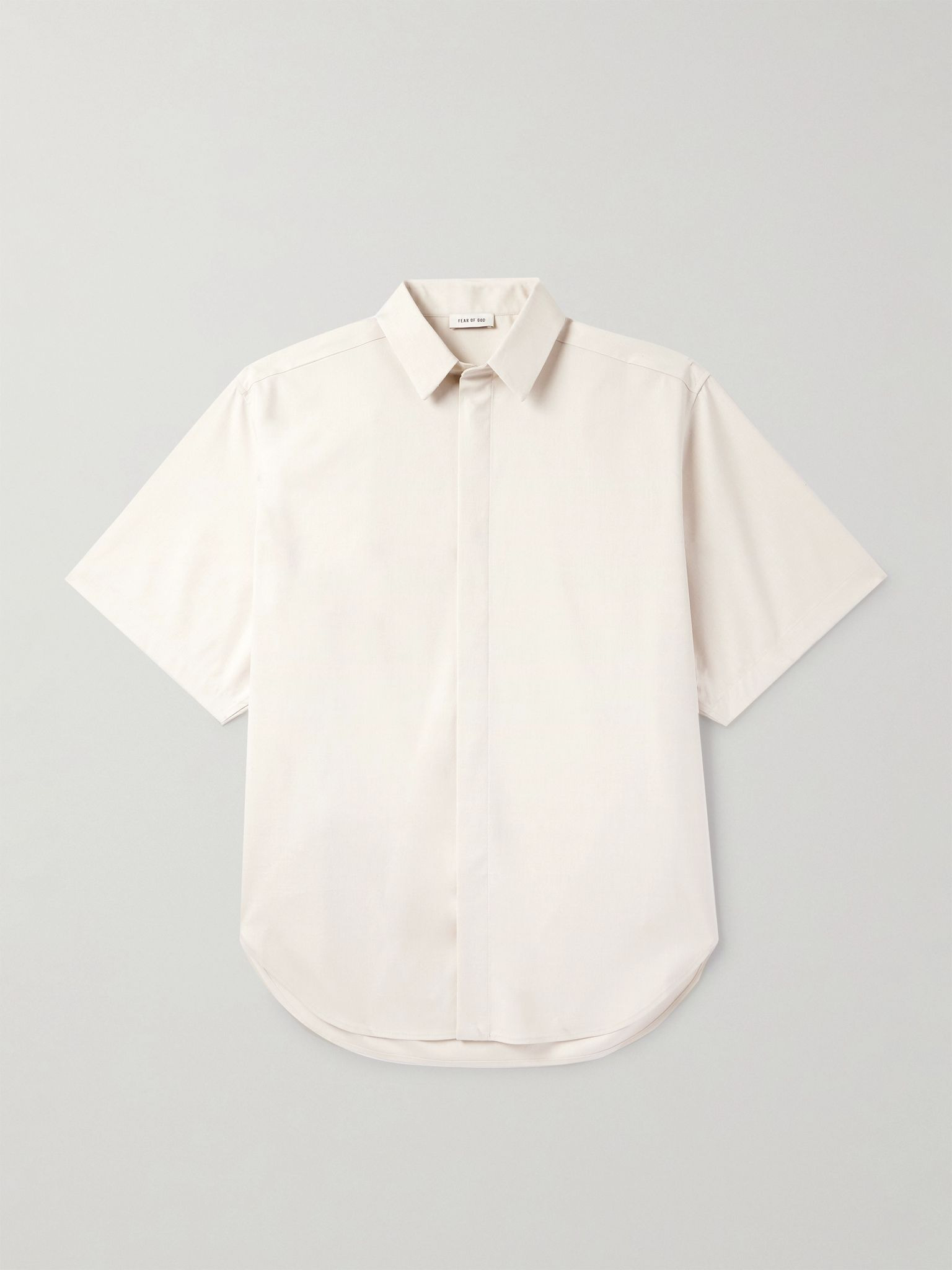 Oversized Stretch-Cotton and Wool-Blend Oxford Shirt Ivory - 1