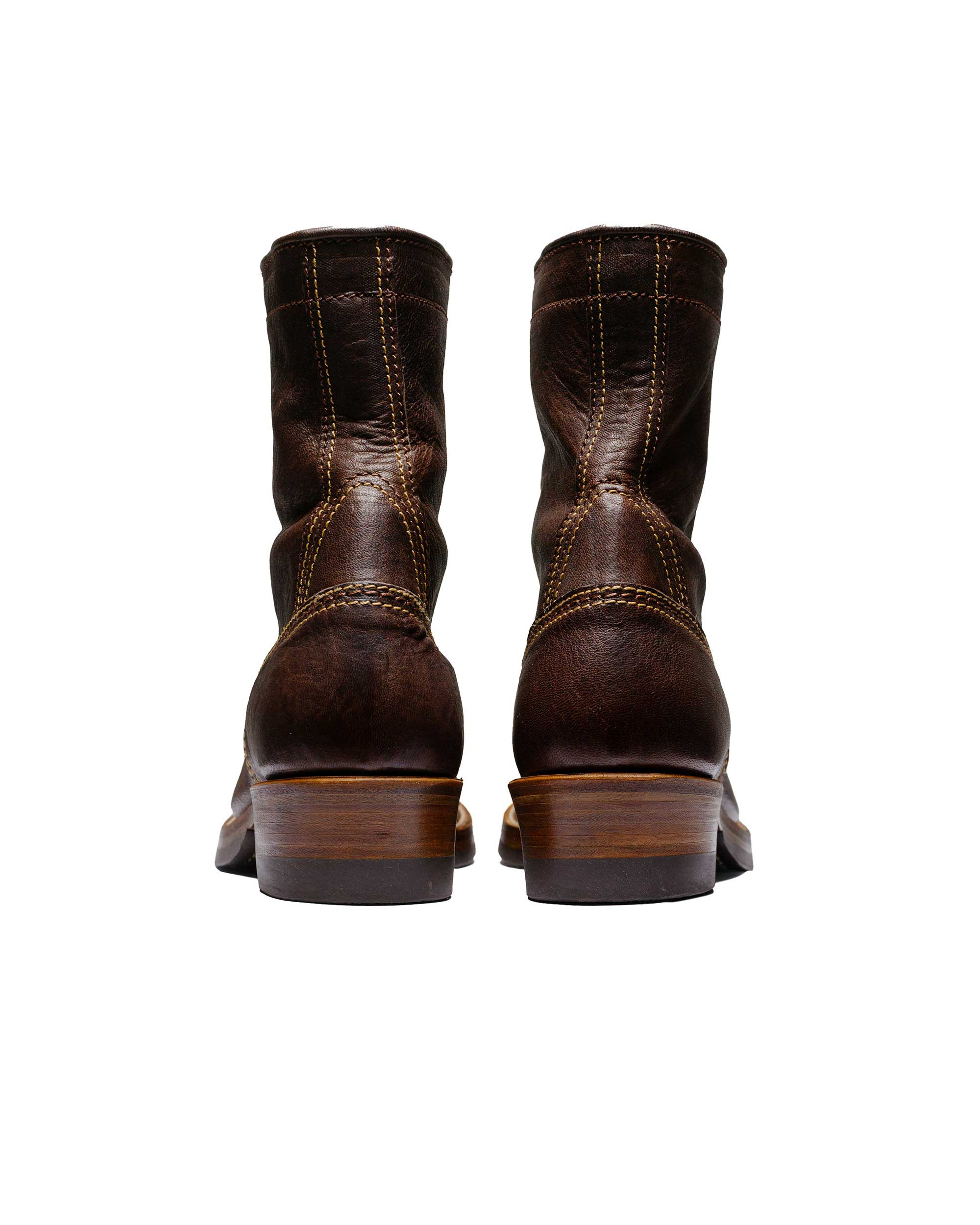 Donkey Puncher Boots 8" Ezo Shika Deerskin Burnt Dark Brown - 4