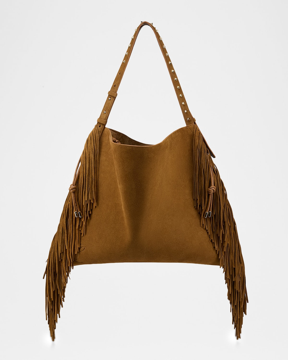 Baggy Fringed Tote Bag in Suede - 1