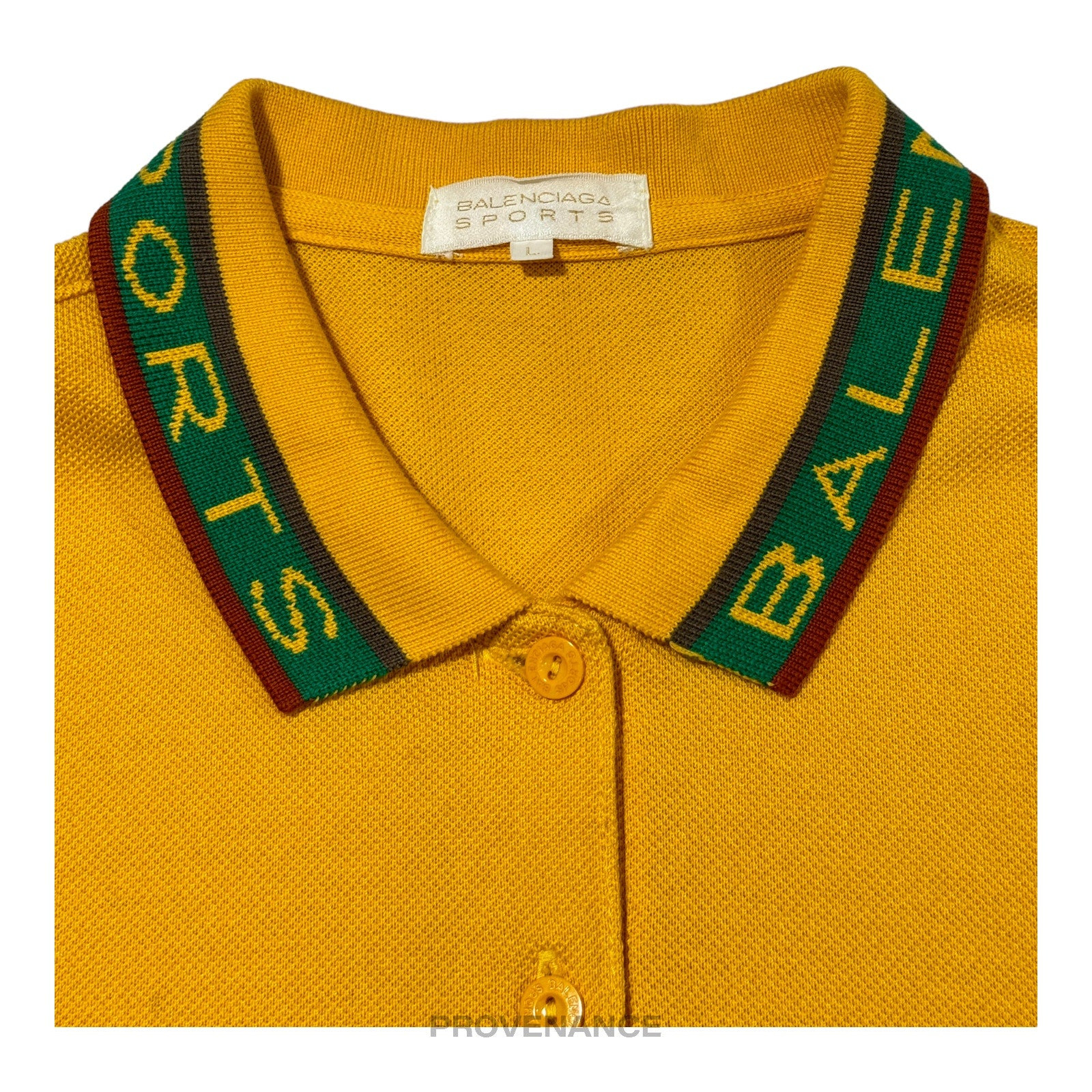Balenciaga Sports Pique Polo Shirt - Yellow Embroidered - 3