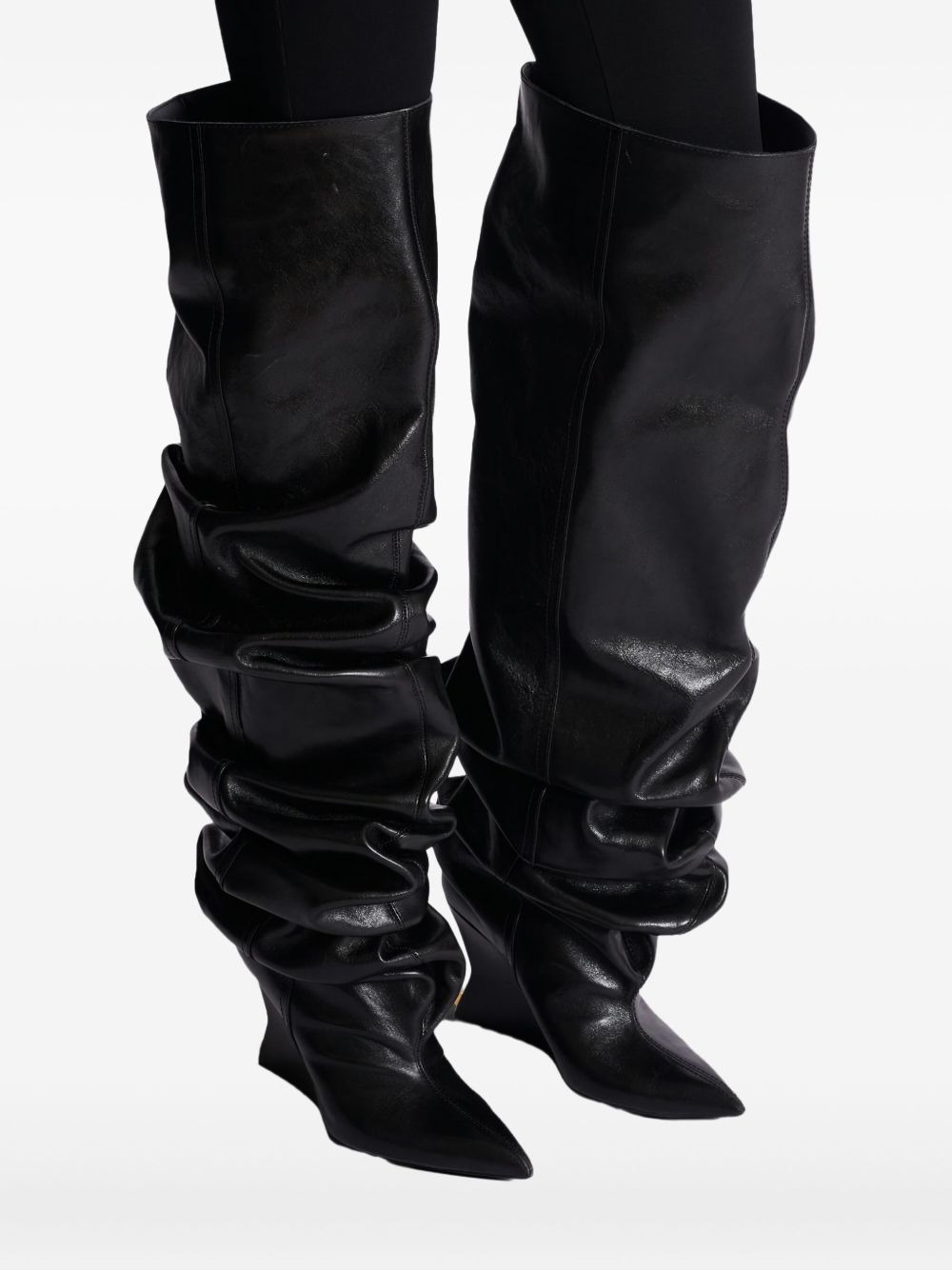 95mm calfskin wedge over-the-knee boots - 5