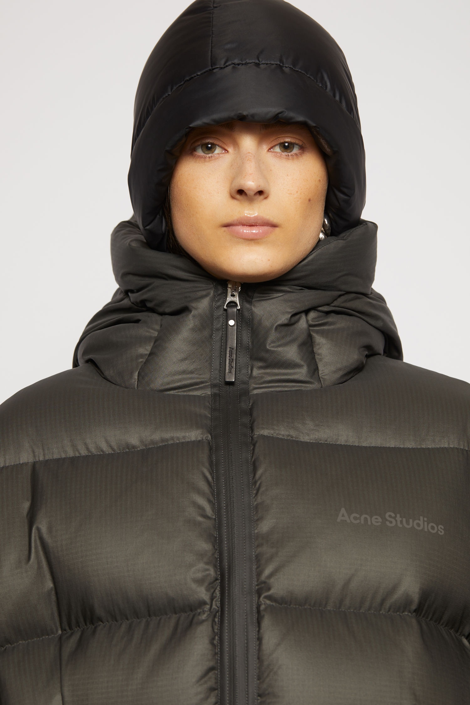 Hooded puffer coat dark grey - 8