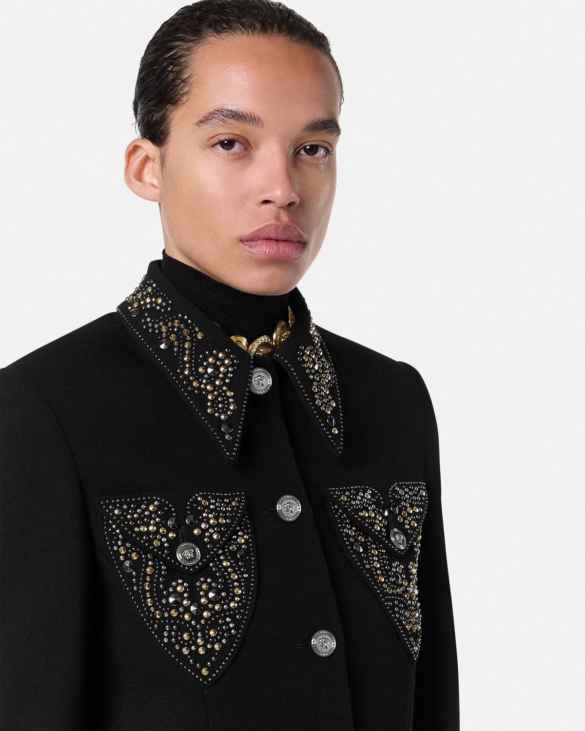 Studded Wool Crop Jacket - 3