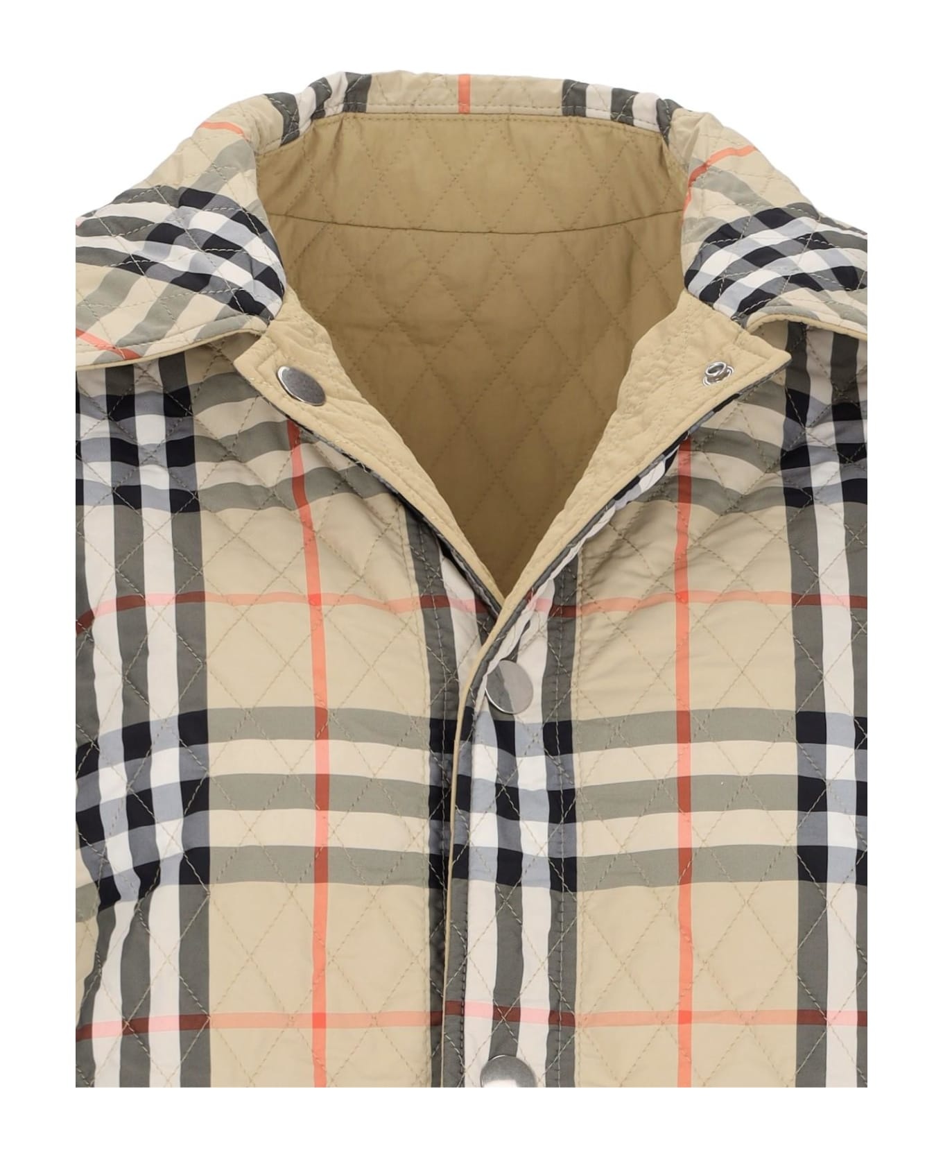 Beige Nylon Reversible Padded Jacket - 4