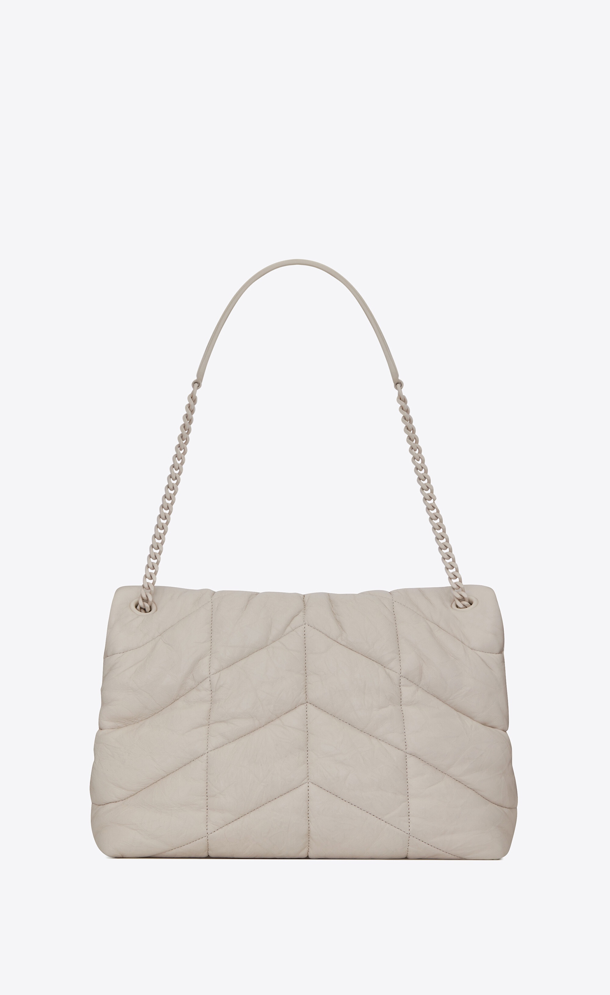 SAINT LAURENT loulou puffer medium bag in quilted wrinkly matte leather and colored hardware REVERSIBLE