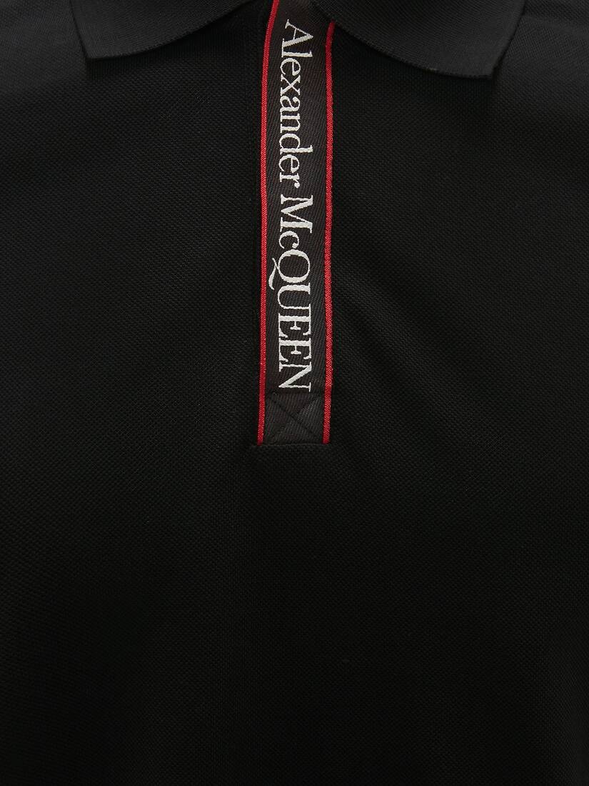 Selvedge Logo Tape Polo in Black - 5