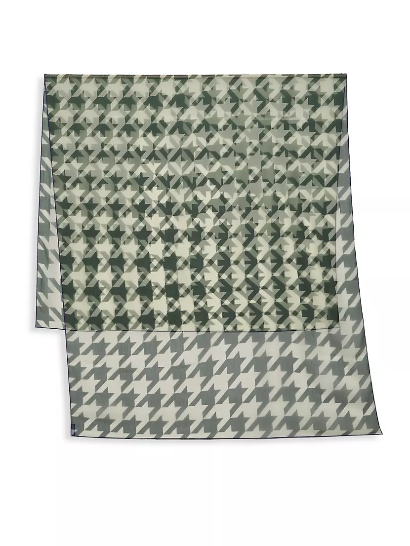 BURBERRY｜SCARVES (Houndstooth Silk Scarf (8081994)) Burberry Houndstooth Silk Scarf | saksfifthavenue | REVERSIBLE