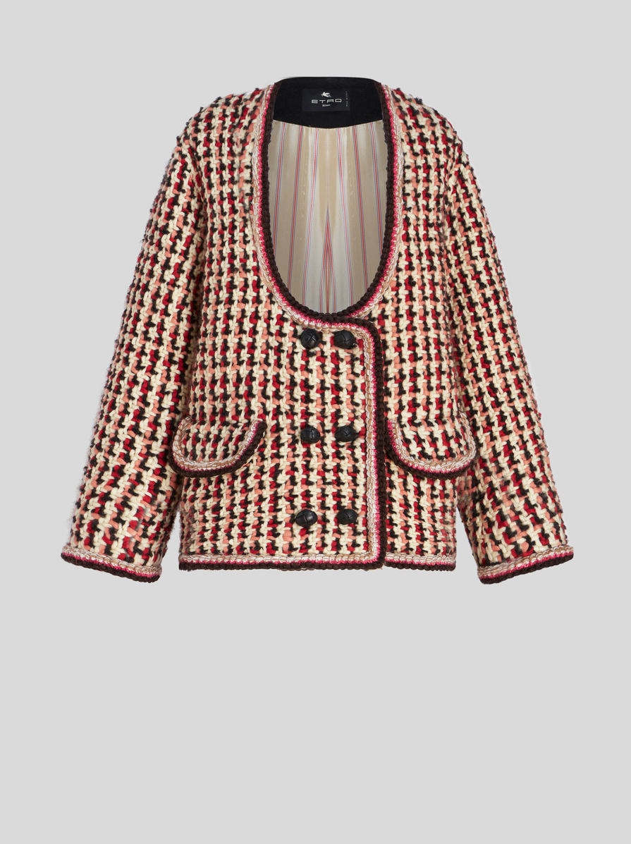OVERSIZED JACKET IN HEAVYWEIGHT BOUCLÉ WOOL FABRIC - 1