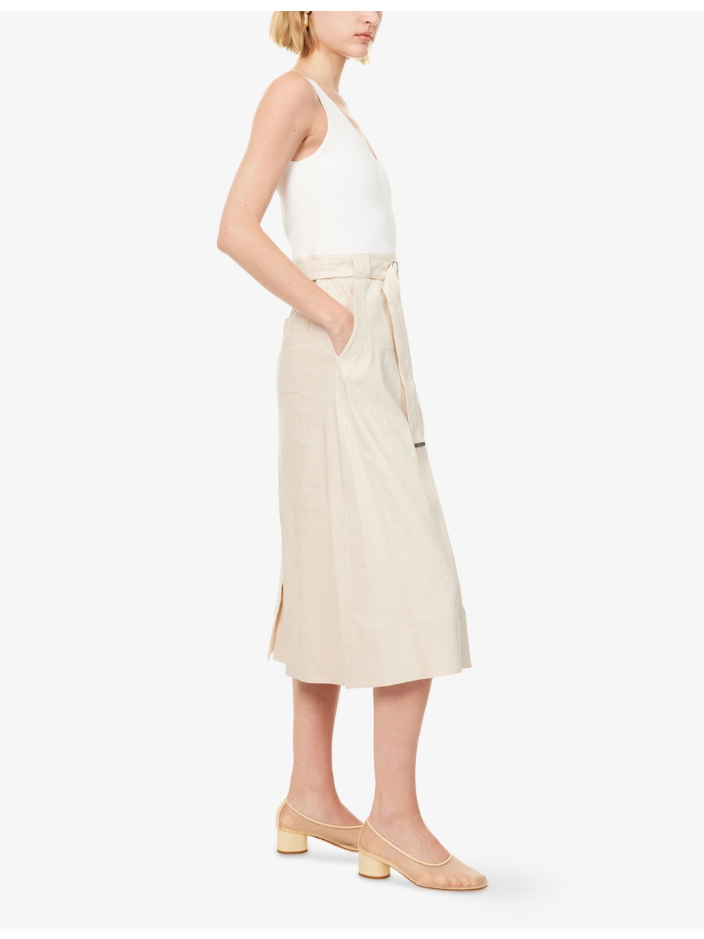 Camden Wrap-Front Stretch-Linen Blend Midi Dress - 3