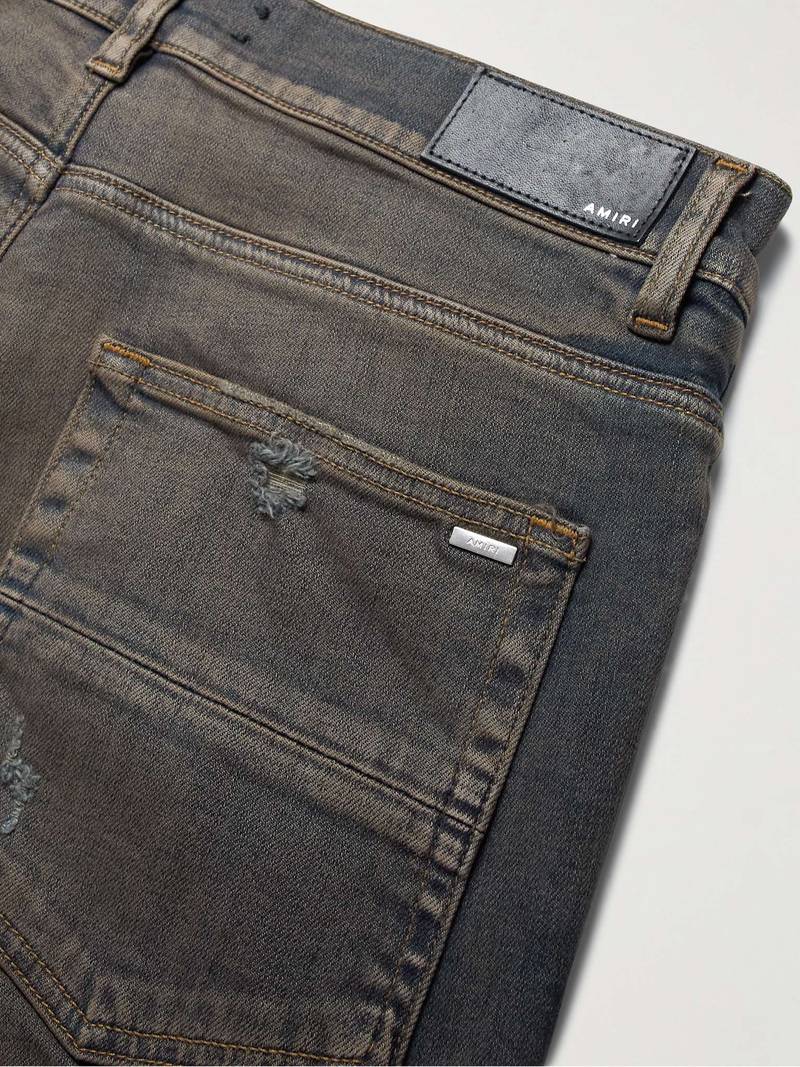 MX1 Skinny-Fit Checked Flannel-Panelled Distressed Jeans 5
