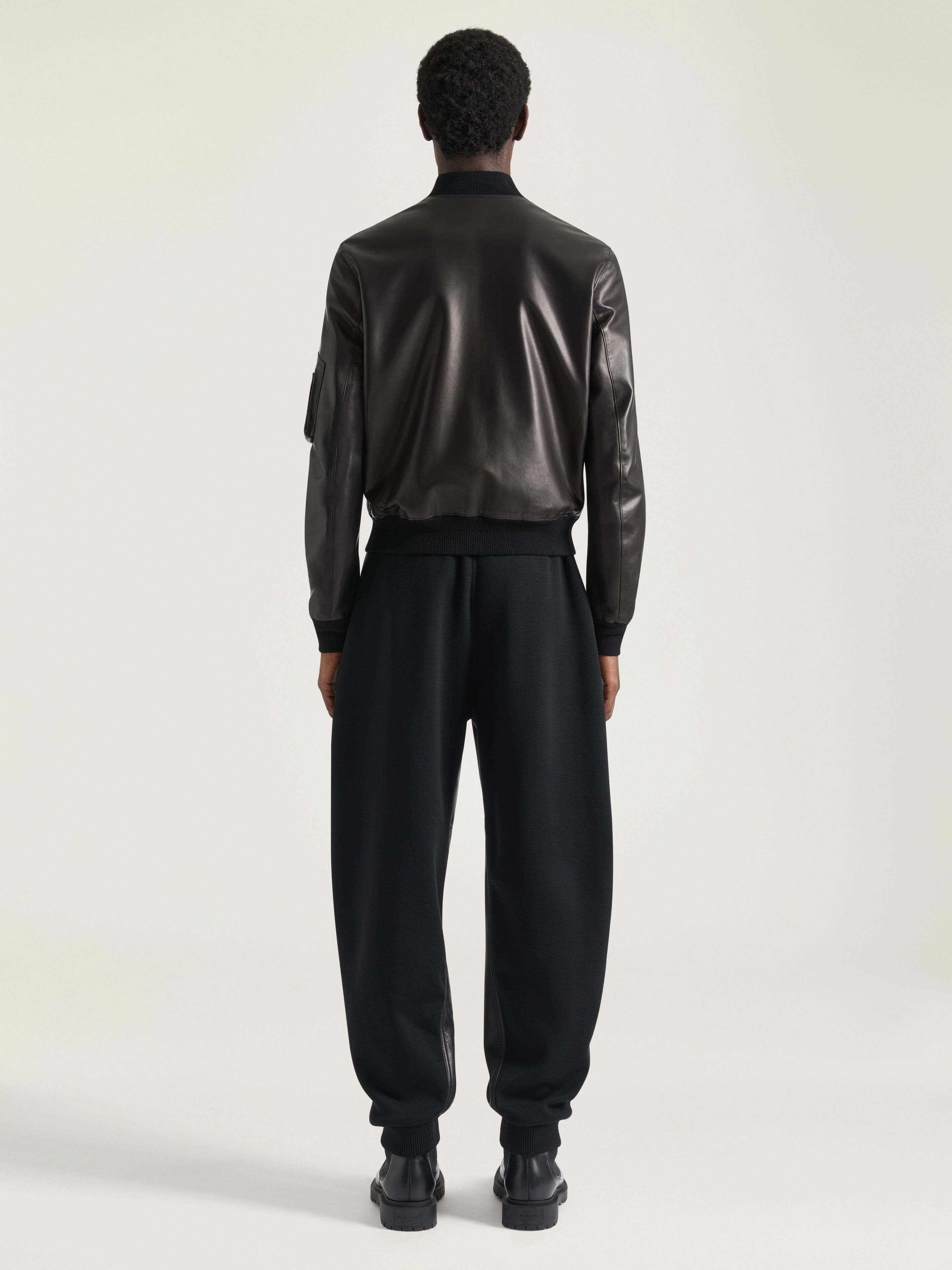 JOGGER PANTS IN LEATHER AND WOOL - 3