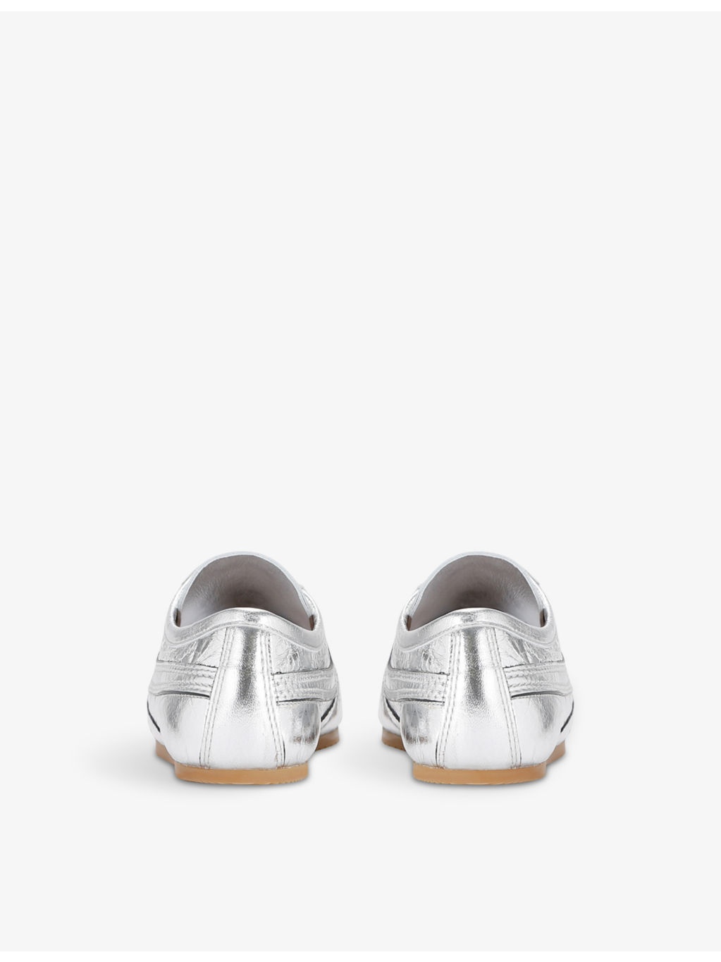 Retro metallic leather low-top trainers - 4