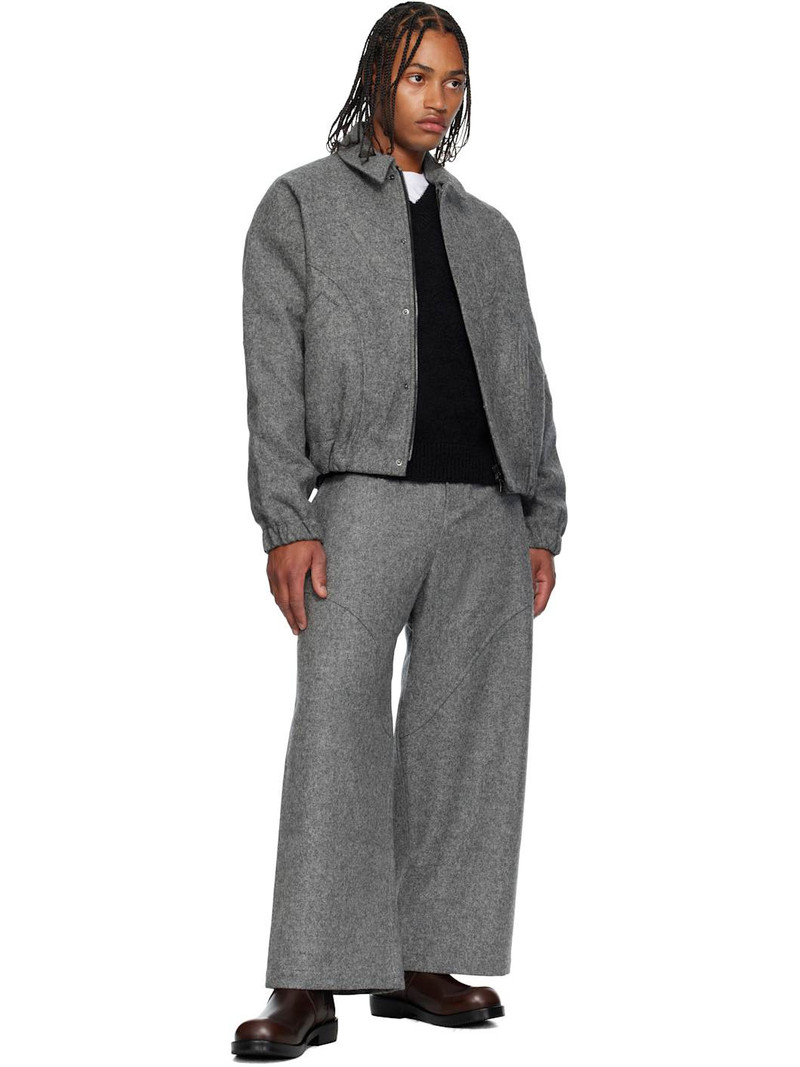 sage NATION Gray Wool Carpenter Trousers outlook
