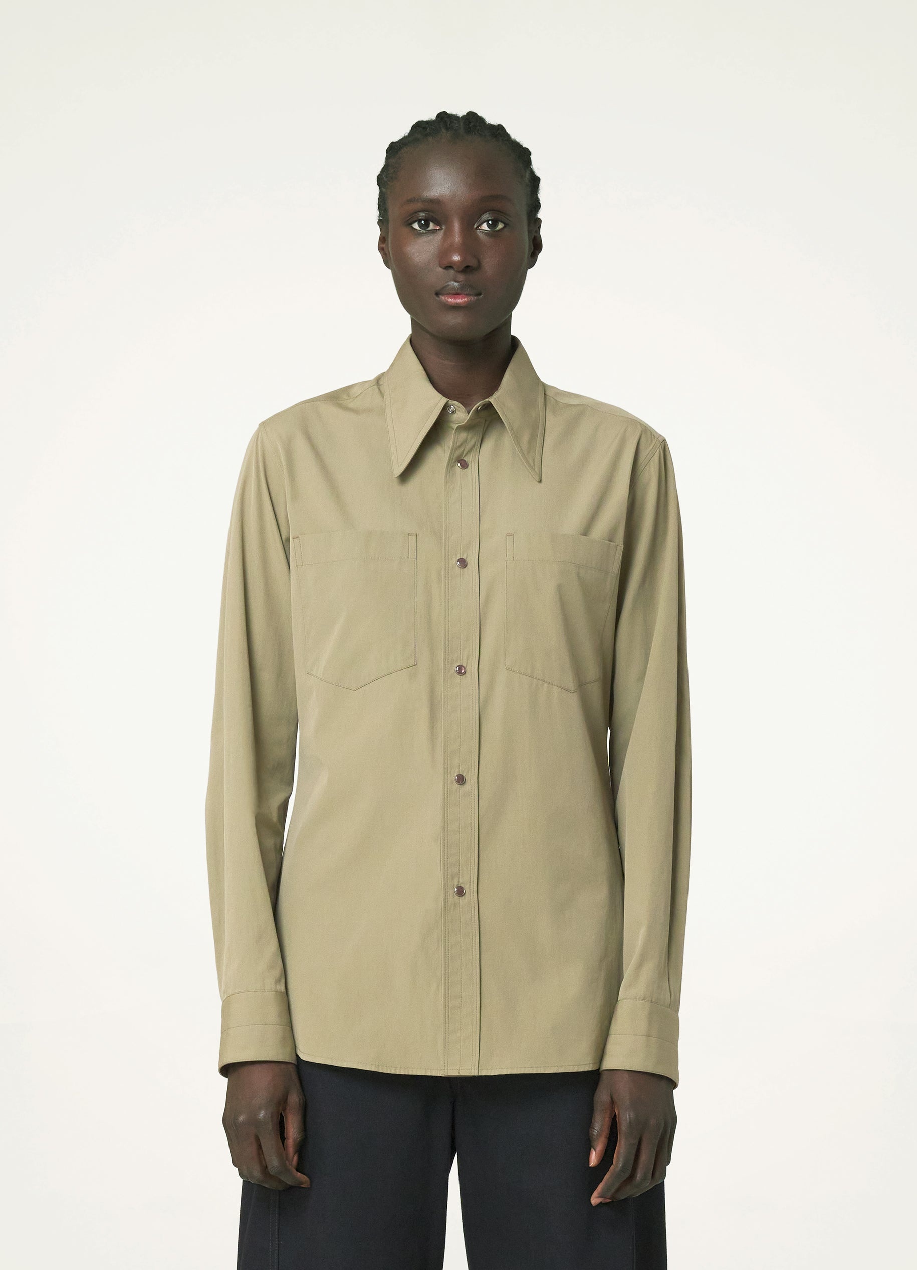 POINTED COLLAR SHIRT WITH SNAPS - 2