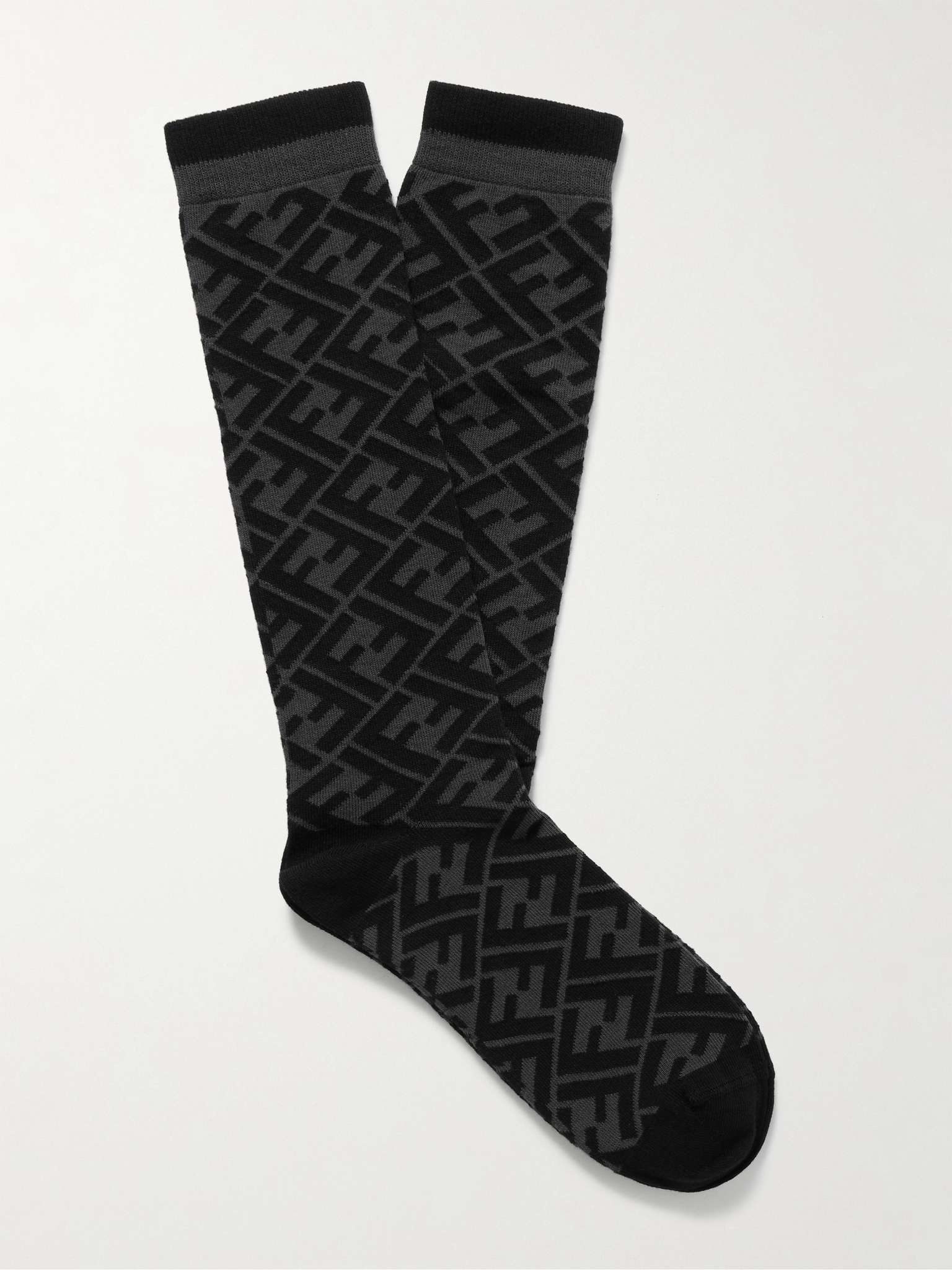 Logo-Jacquard Cotton-Blend Socks - 1