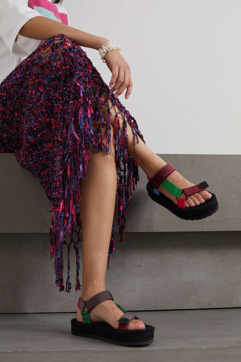 Loewe + Paula's Ibiza color-block webbing espadrille sandals outlook