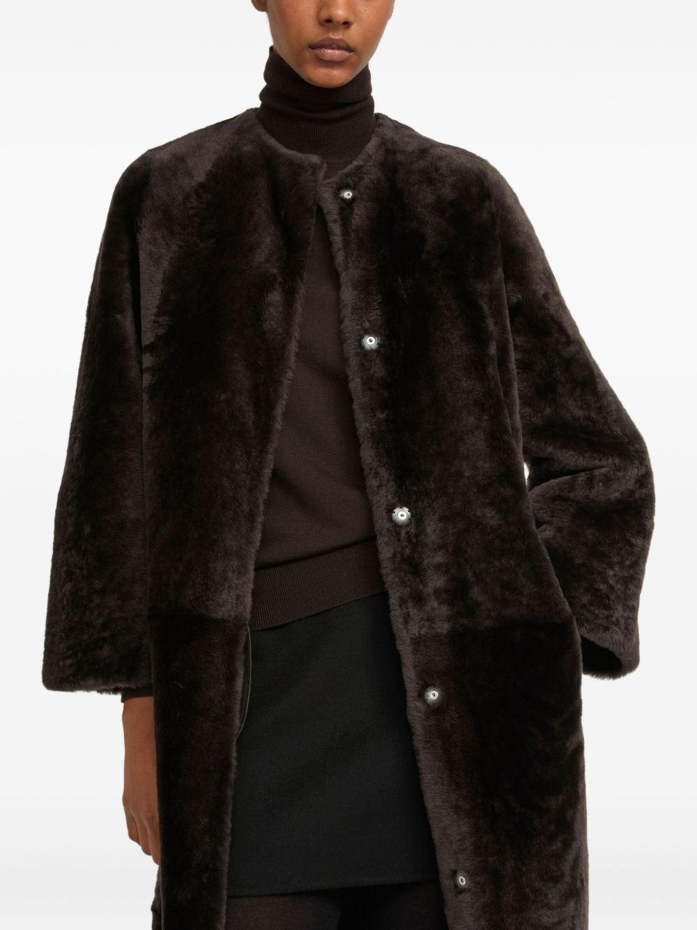 draped shearling coat - 2