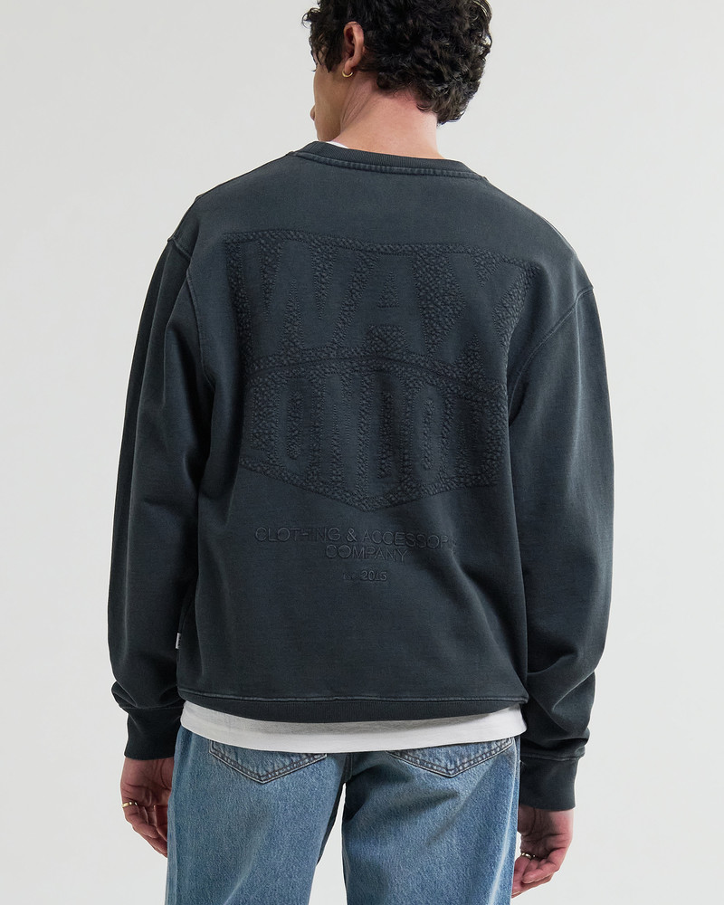 Wax London Sidney - Washed Black Embroidered Loopback Cotton Sweatshirt outlook