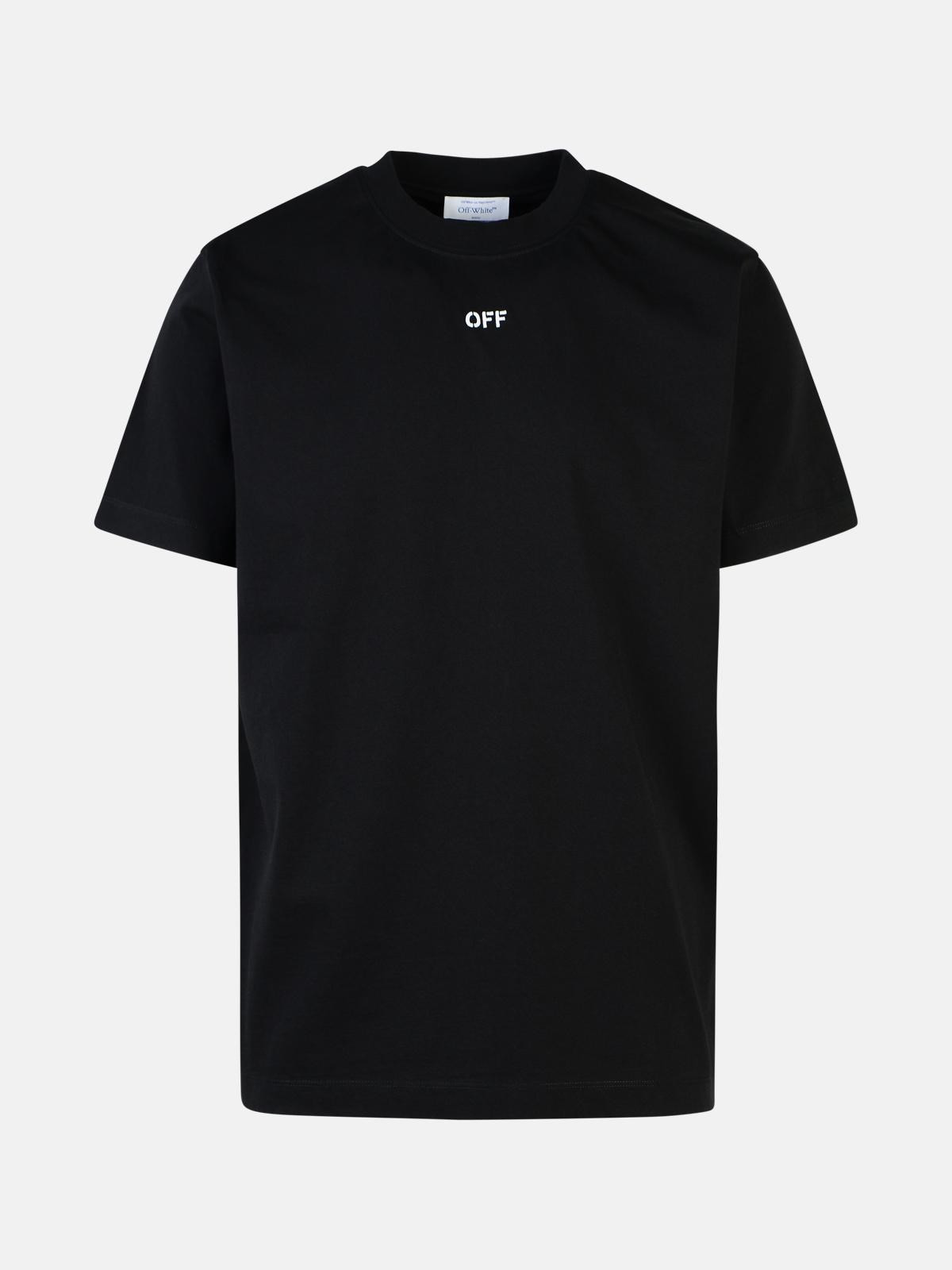 'STITCH ARROW' BLACK COTTON T-SHIRT - 1