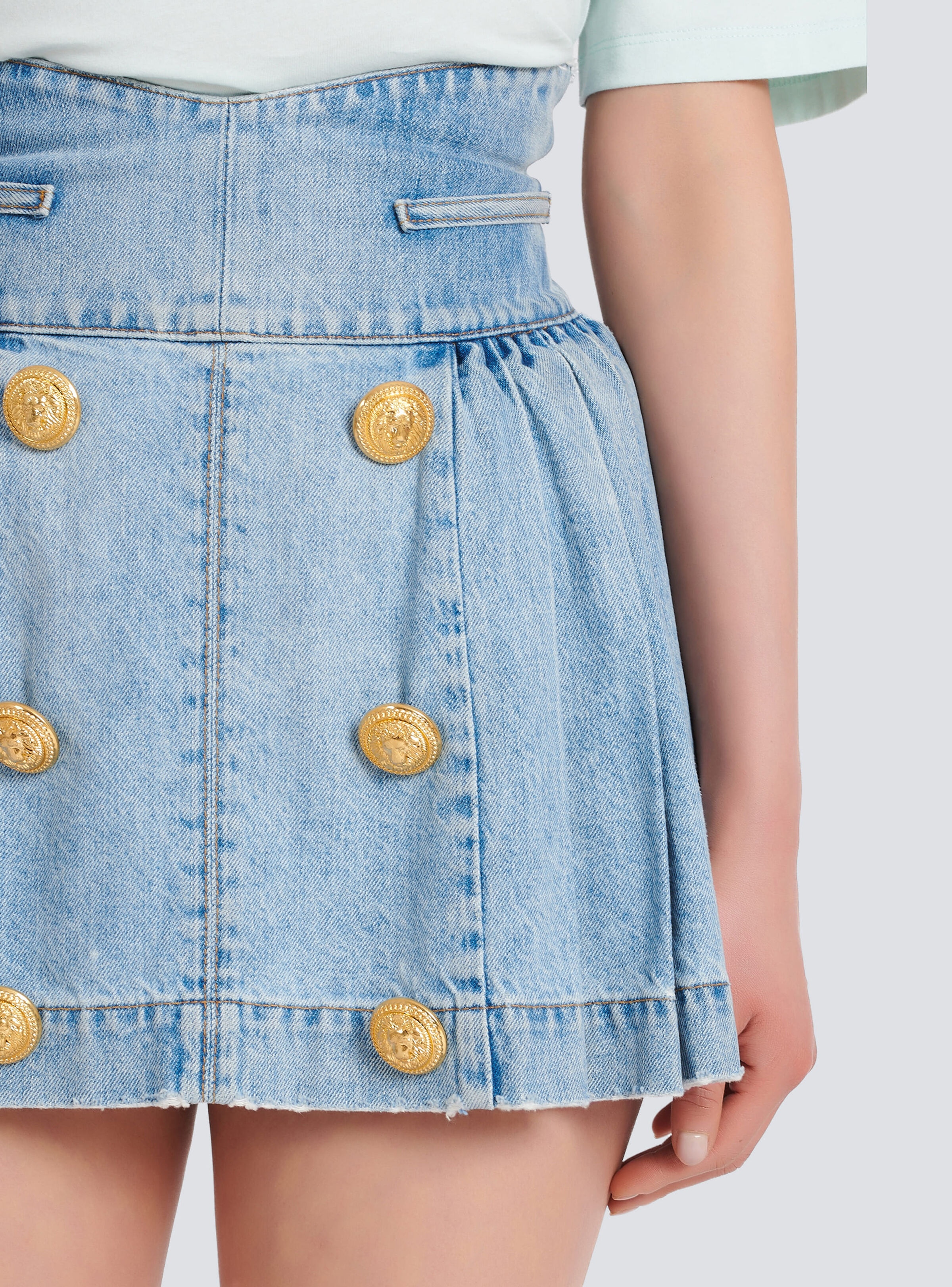 Denim high-waisted skirt - 7