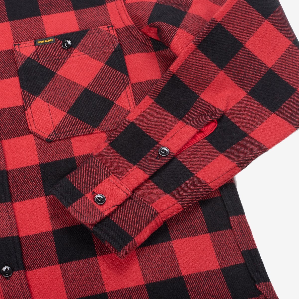 IHSH-244-RED Ultra Heavy Flannel Buffalo Check Work Shirt Red/Black - 4