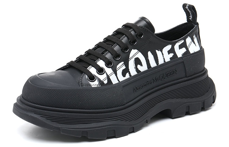 Alexander McQueen Graffiti Tread Slick Lace Up Shoes 'Black White' 711108WIAT61070 - 4