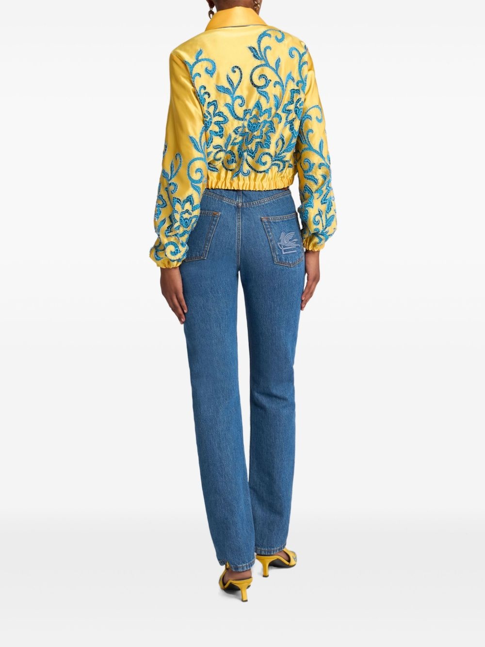 embroidered cropped bomber jacket - 3