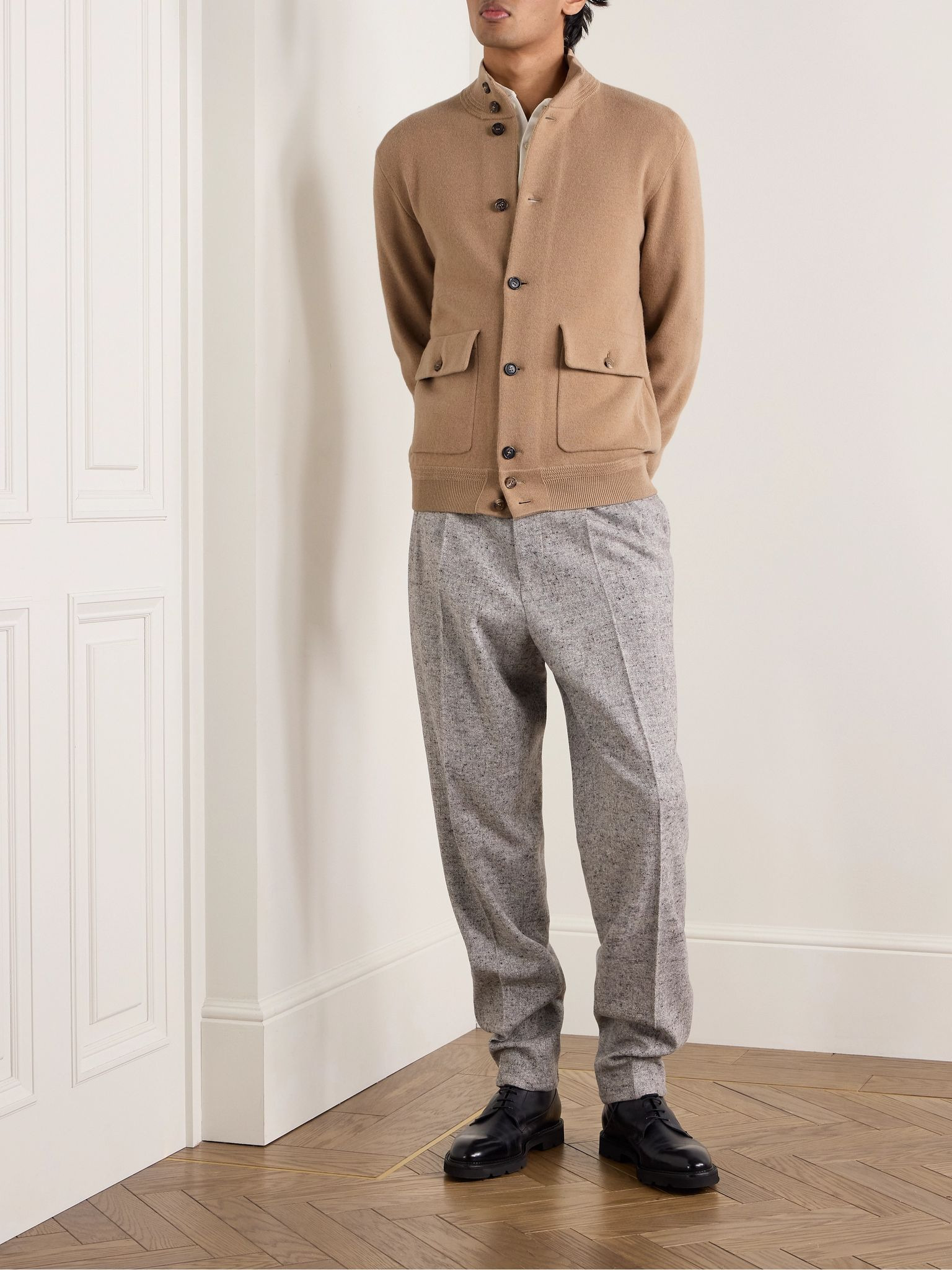 Boiled Wool and Cashmere-Blend Cardigan Brown - 2