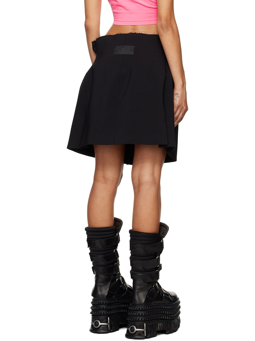 Black Deconstructed Tailored Miniskirt - 3