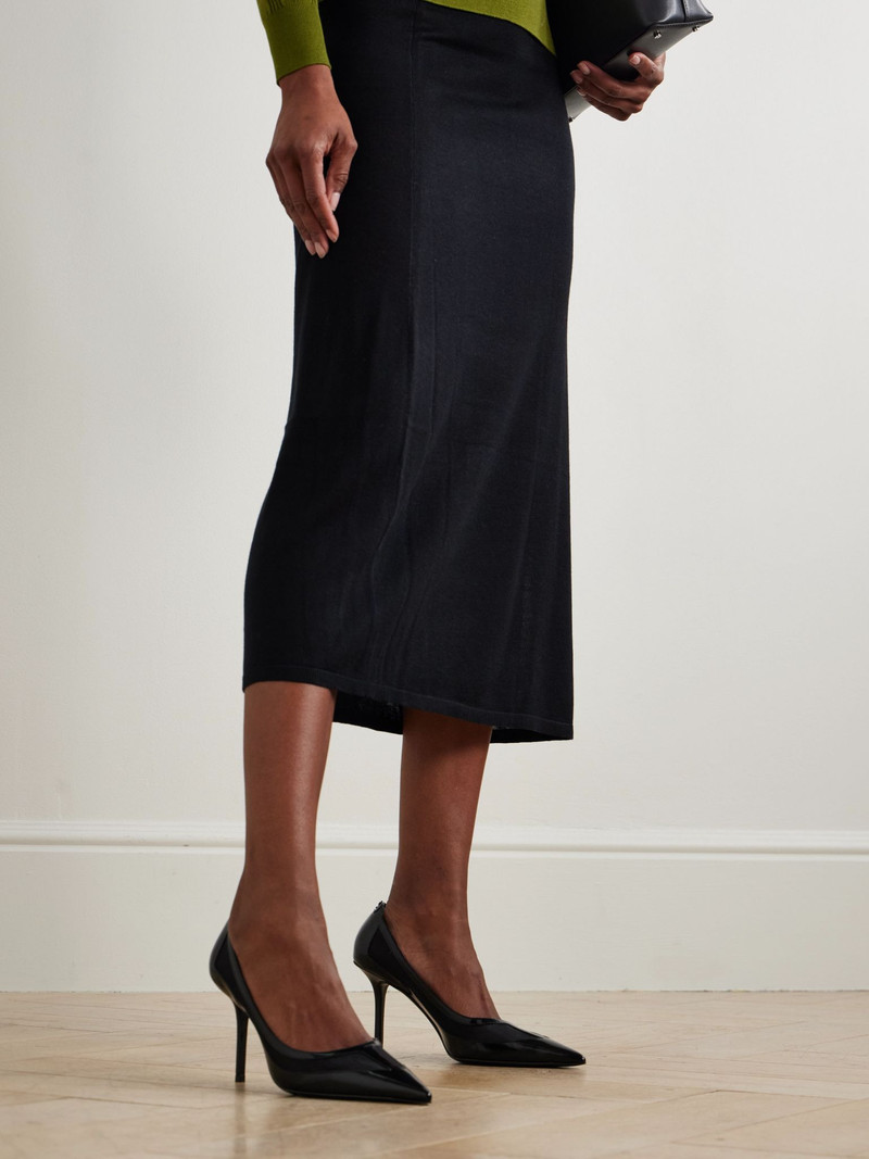 JIMMY CHOO Love 85 mesh-trimmed patent-leather pumps Black outlook