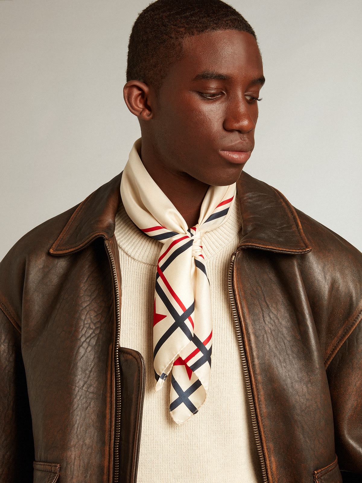 Aviator-style jacket in brown leather - 2