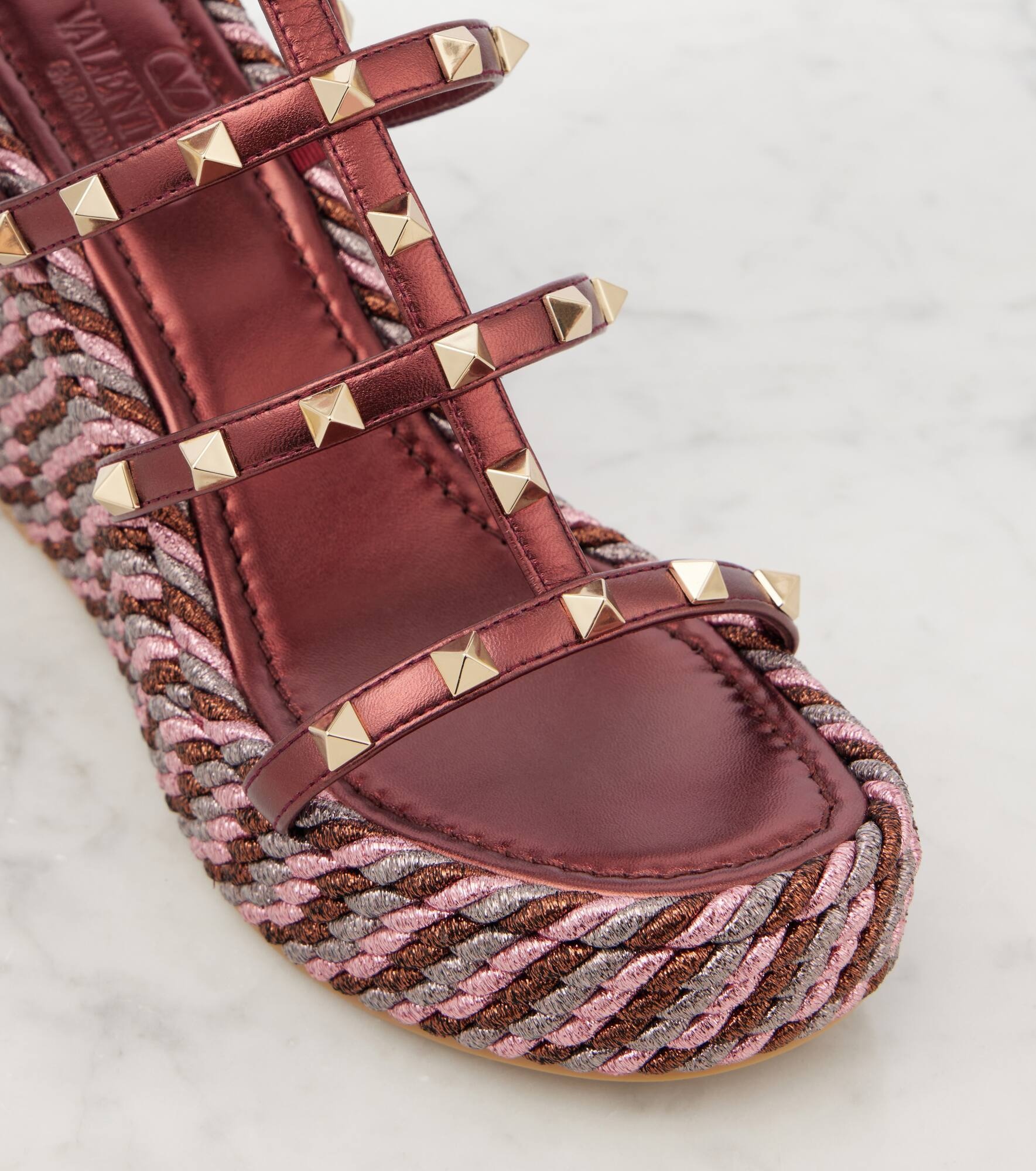 Rockstud 95 leather espadrille wedges - 5