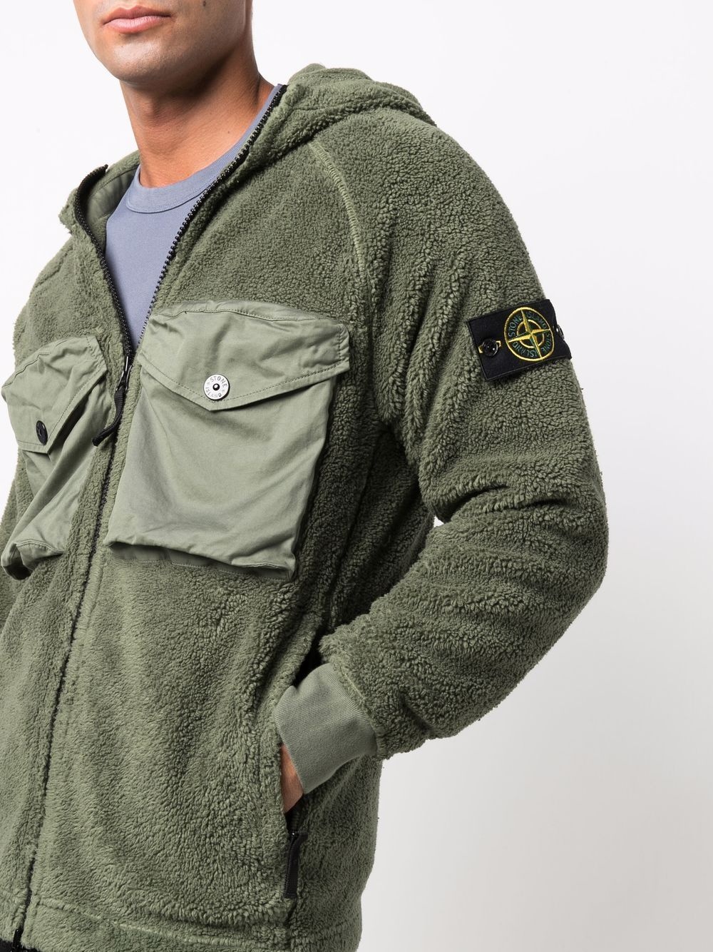 Compass-patch hooded fleece jacket - 5