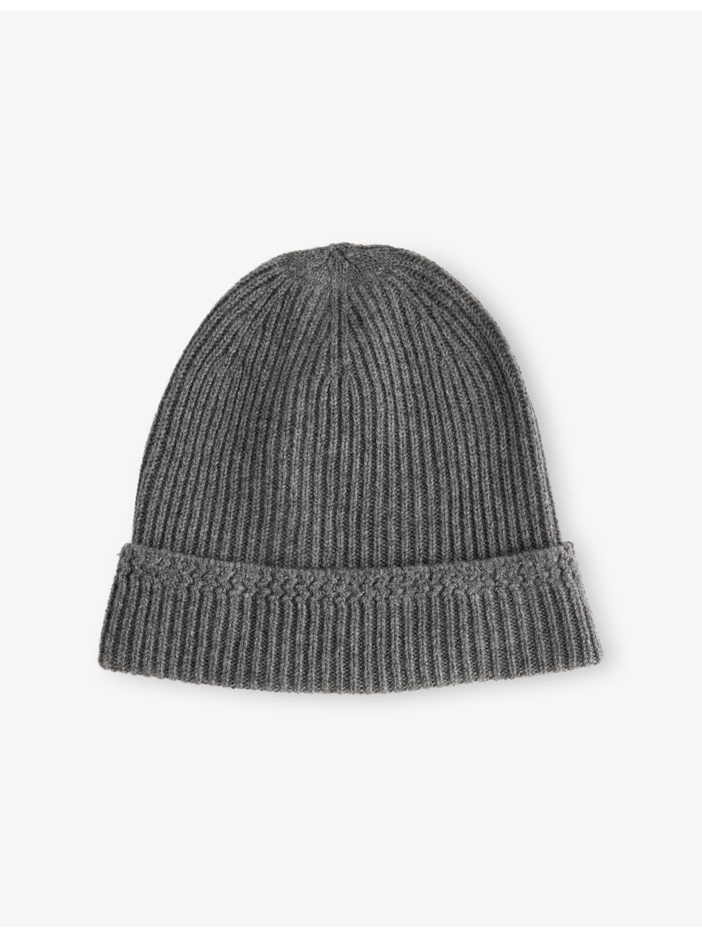 Folded-Brim Logo-Patch Cashmere-Knit Beanie Hat - 3