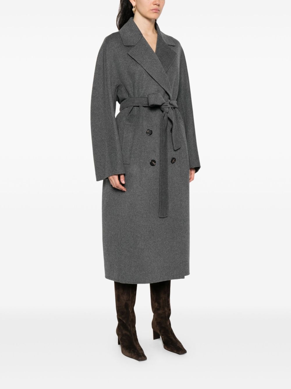 belted double-breasted coat - 3