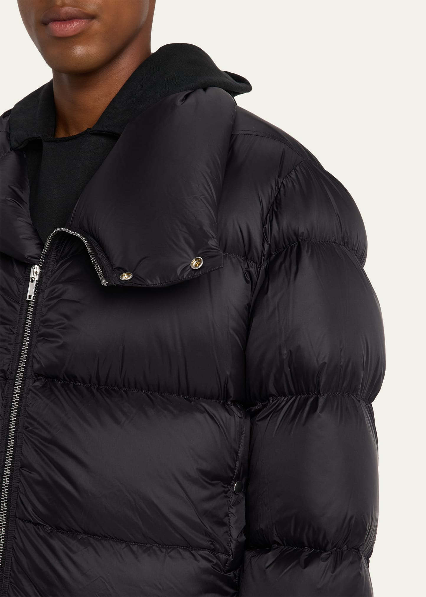 Men's Nylon Cropped Turtleneck Puffer Jacket - 5