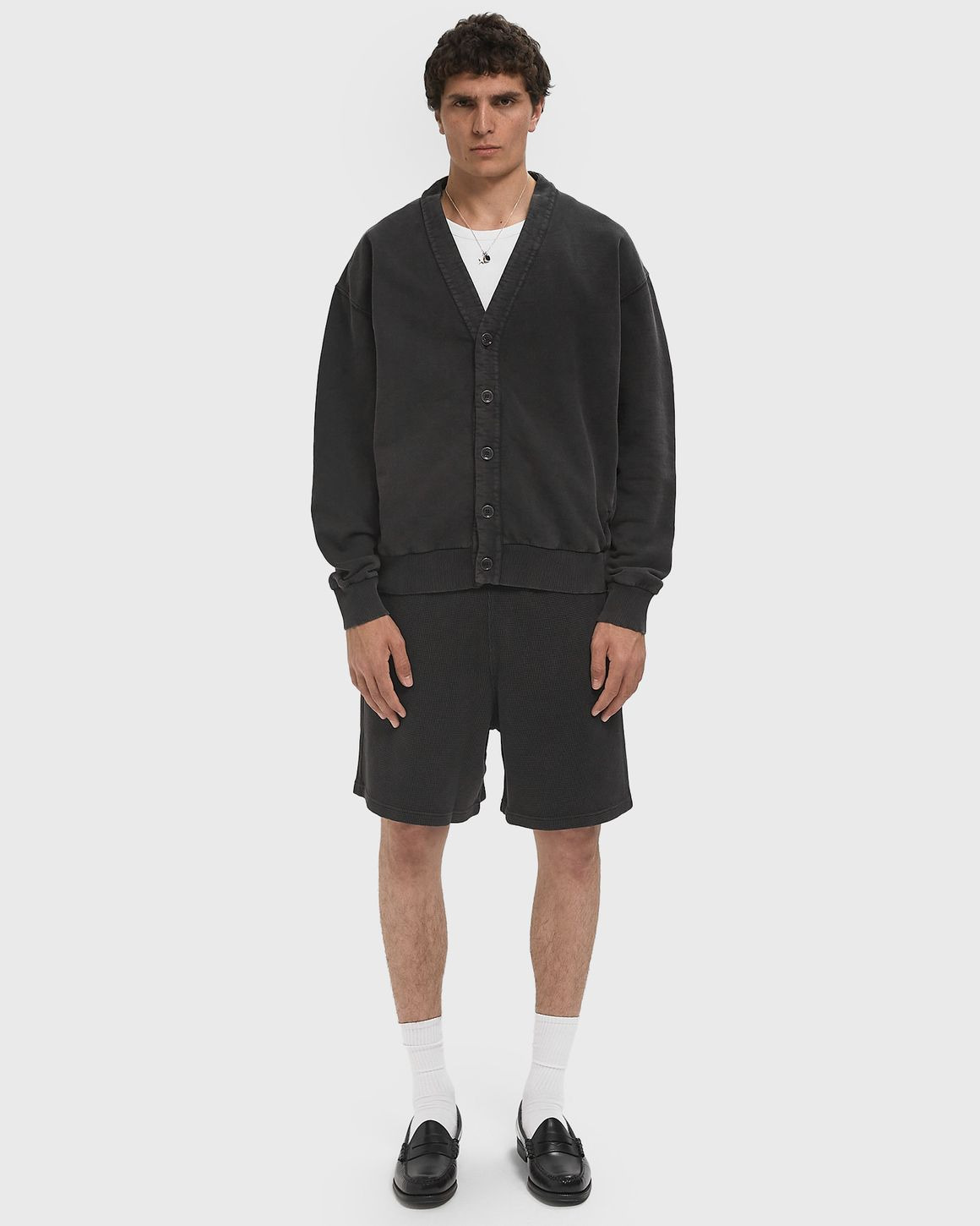 GARMENT DYE V NECK CARDIGAN - 2