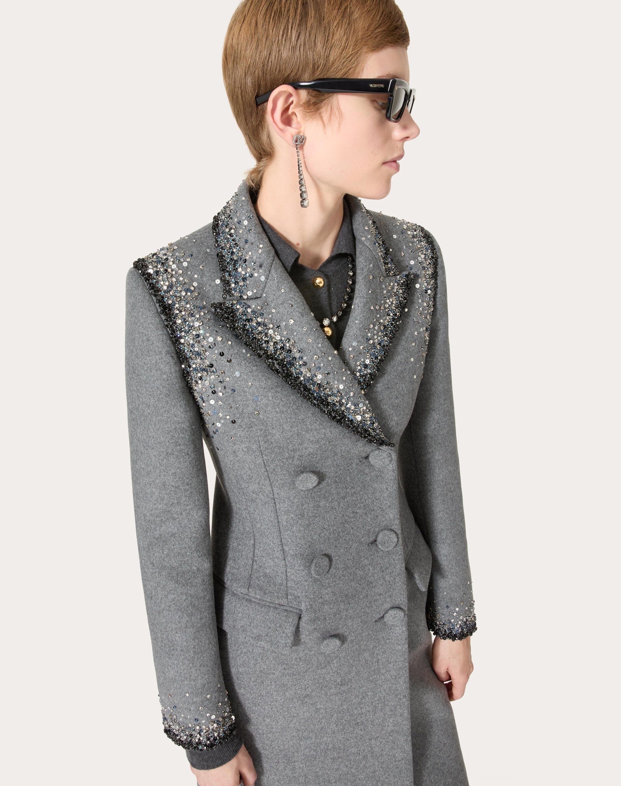 EMBROIDERED WOOL COAT - 5