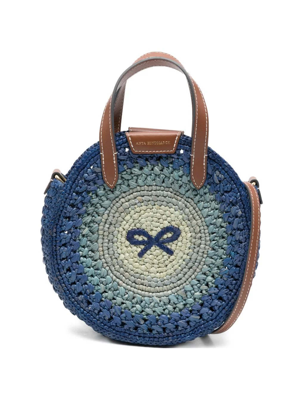 small Round Bow raffia tote bag - 1