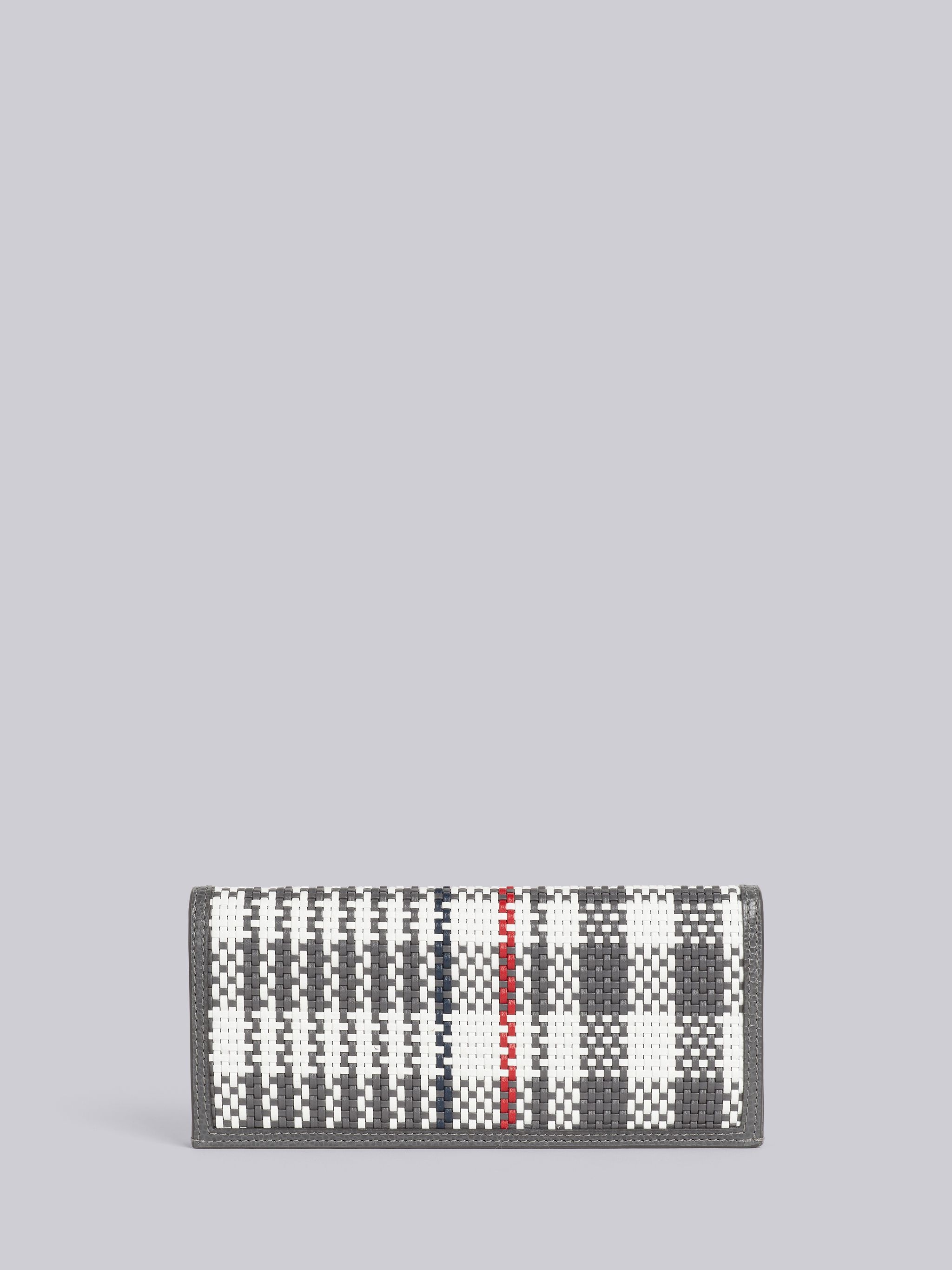Dark Grey Calf Check Weaving Leather Frame Long Jacket Wallet - 4