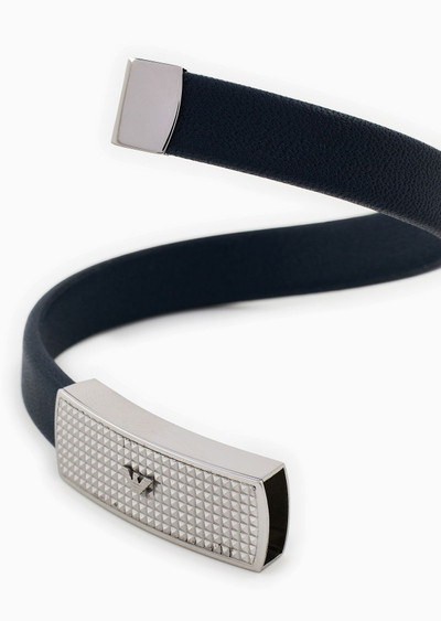 EMPORIO ARMANI Blue Leather ID Bracelet outlook